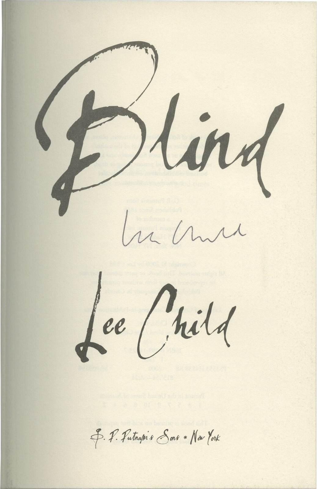 Lee Child RUNNING BLIND Signed First Edition 2000 #168940