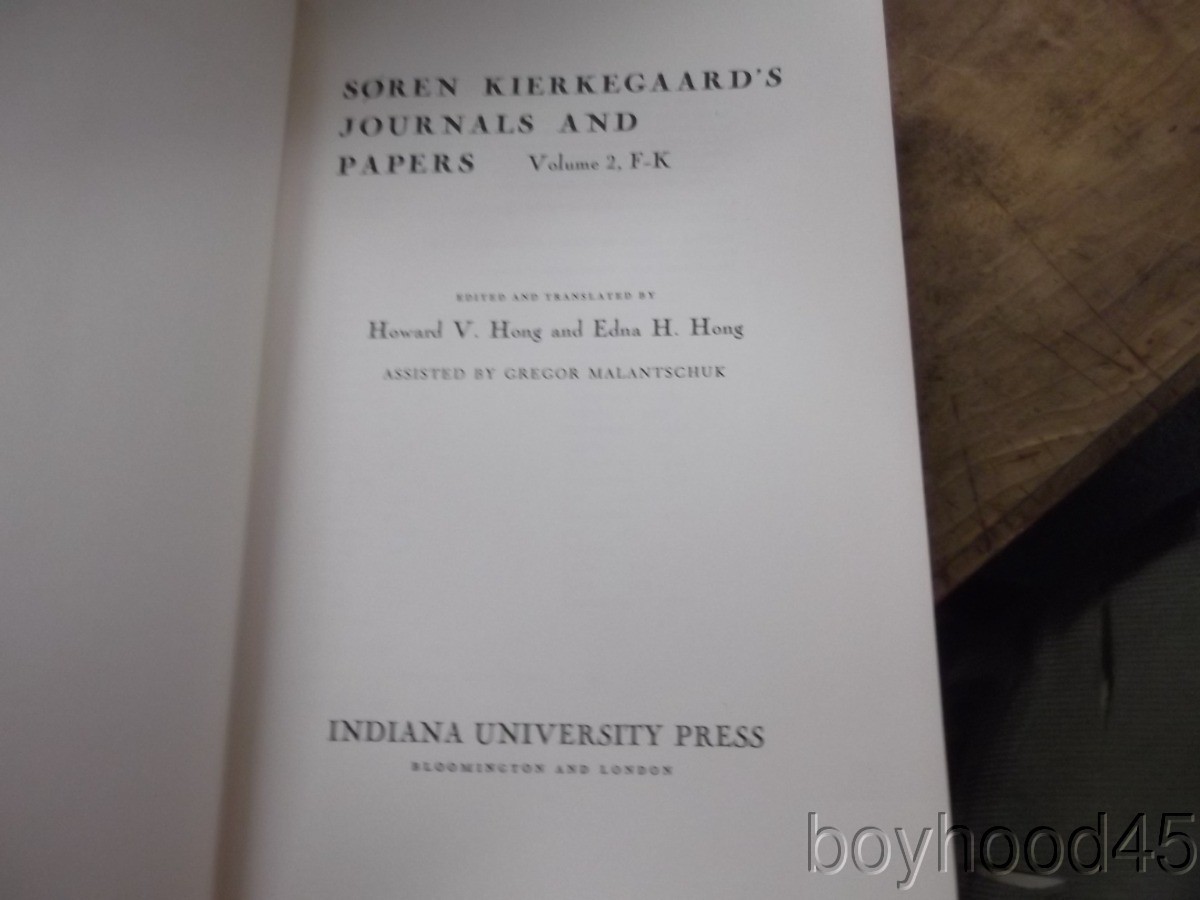 Soren Kierkegaard’s Journals and Papers, Ed. by Hong and Hong, 7 vols, 1967-1981