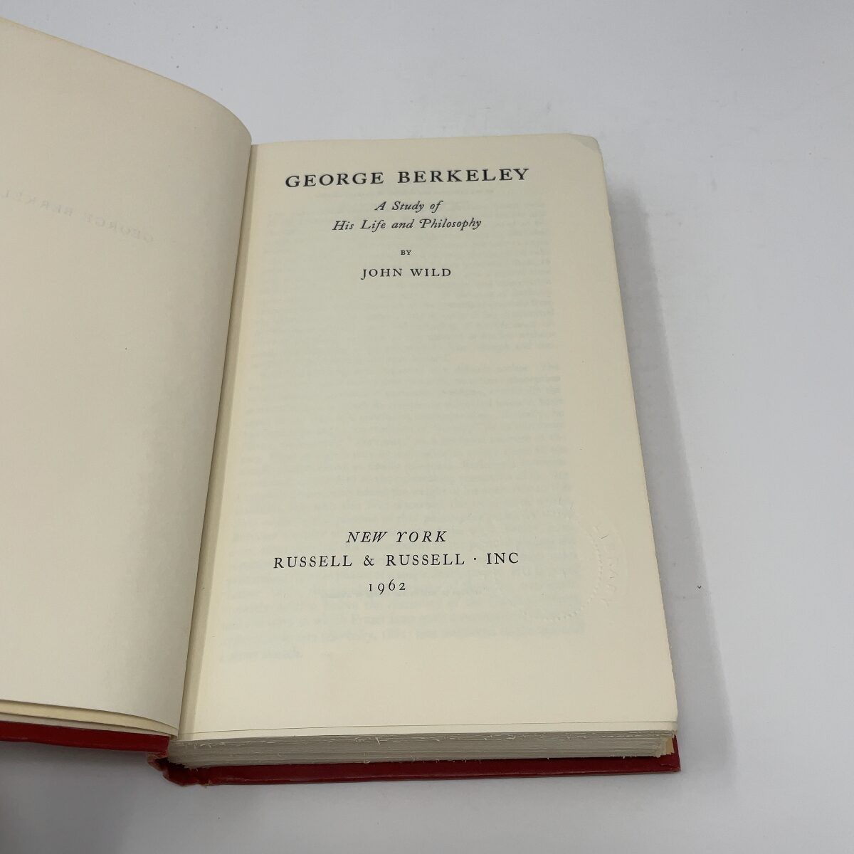 George Berkeley by John Wild HC First Edition Very Good 1936