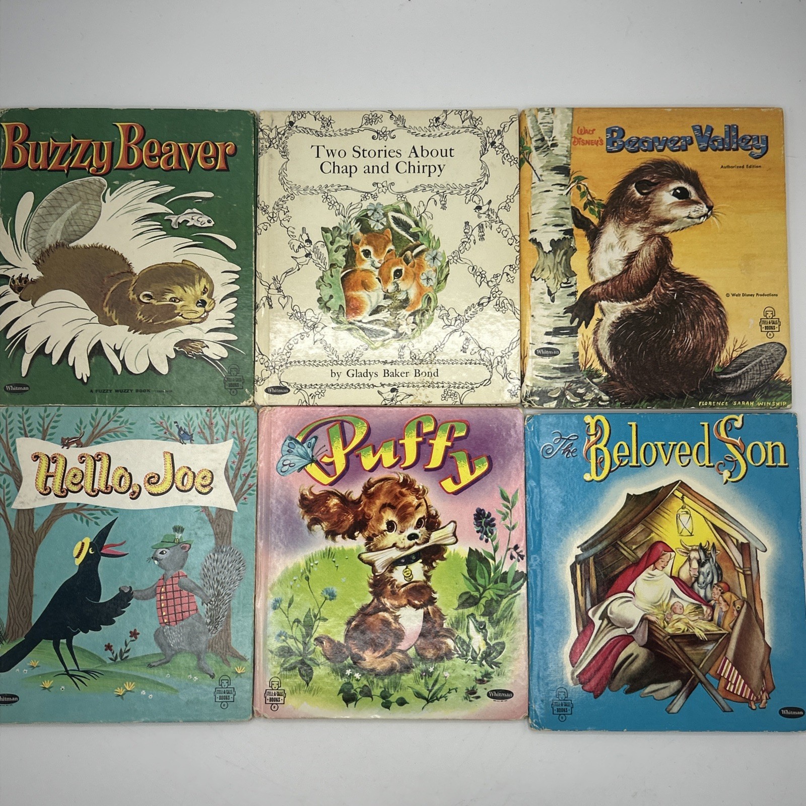 Lot of 6 Vintage Whitman Tell-a-Tale Books – 1950s–60s. Puffy, Hello Joe