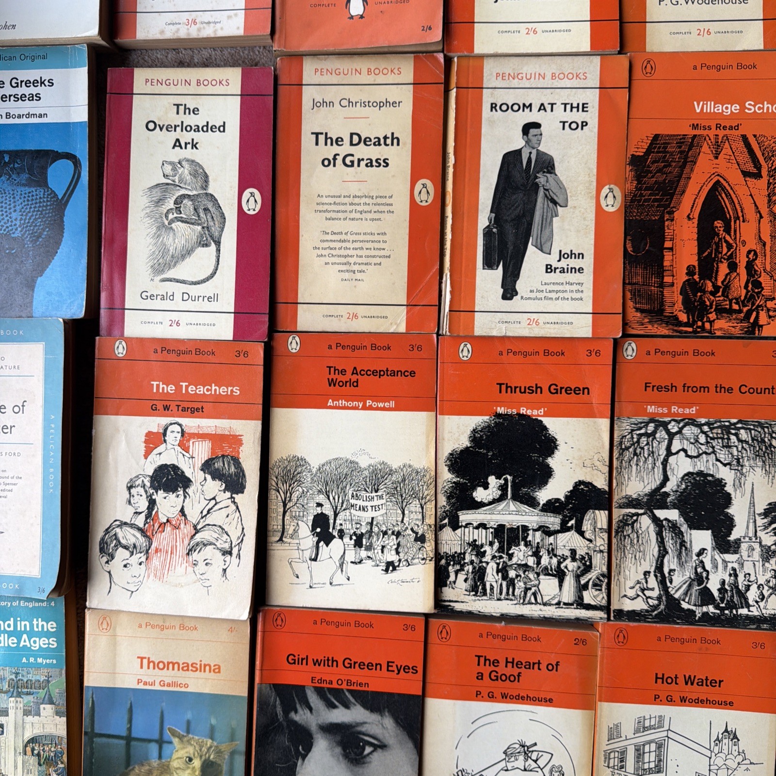 Job Lot 48 Vintage Penguin Paperback Books 1960s, 70s Mixed Titles/Authors