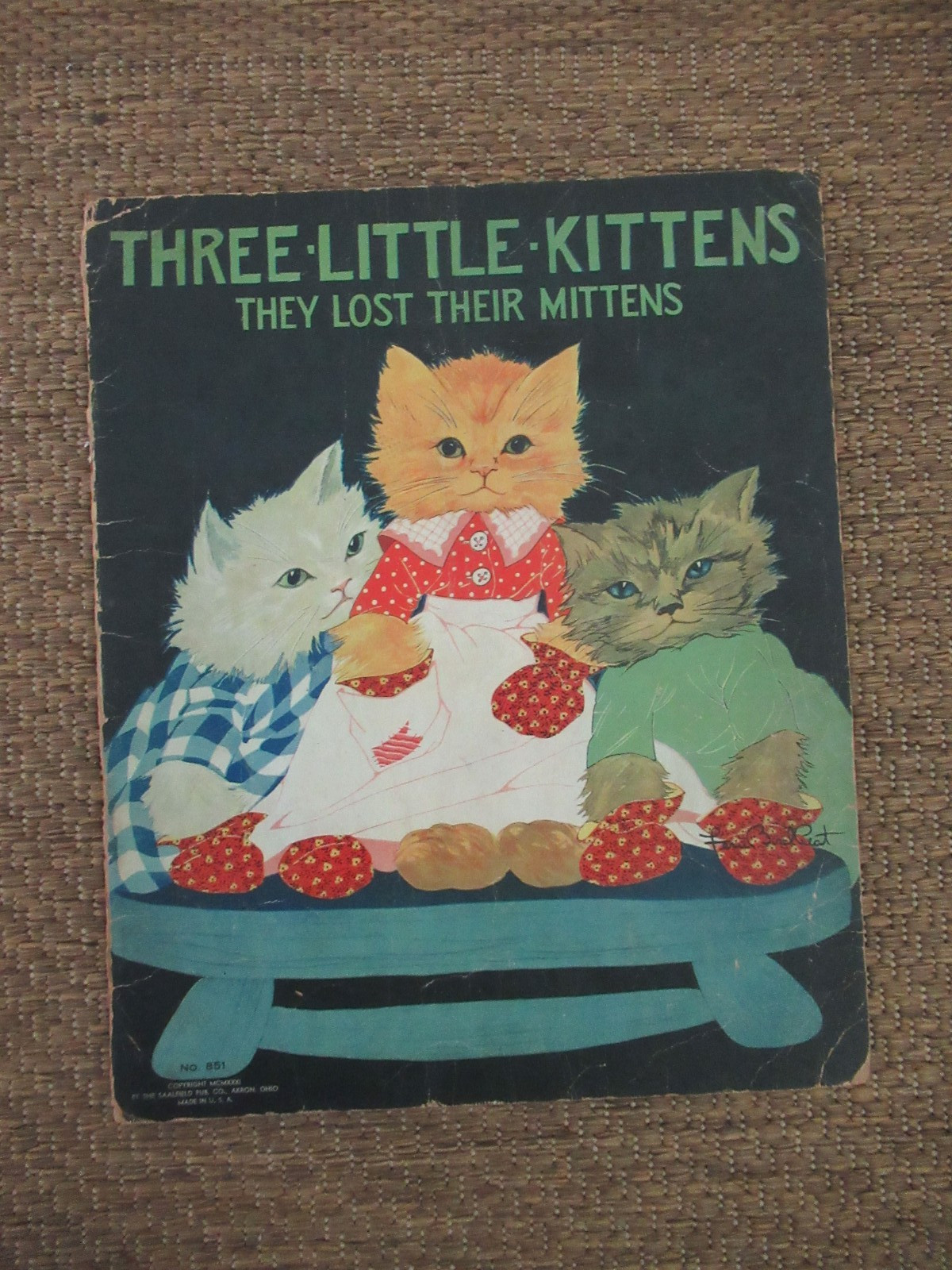 Antique 1931 Three Little Kittens Lost Their Mittens 1931 Fern Bisel Peat Cats