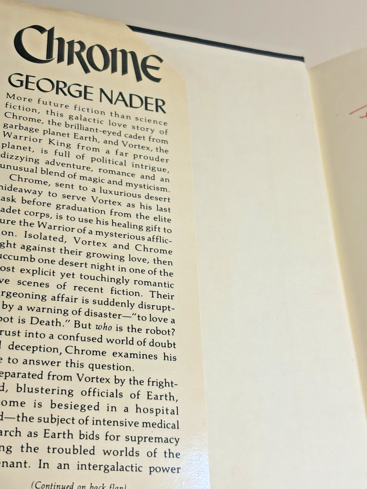 CHROME By George Nader – FIRST EDITION SIGNED W/ GIFT MESSAGE- HC/DJ Sci-Fi