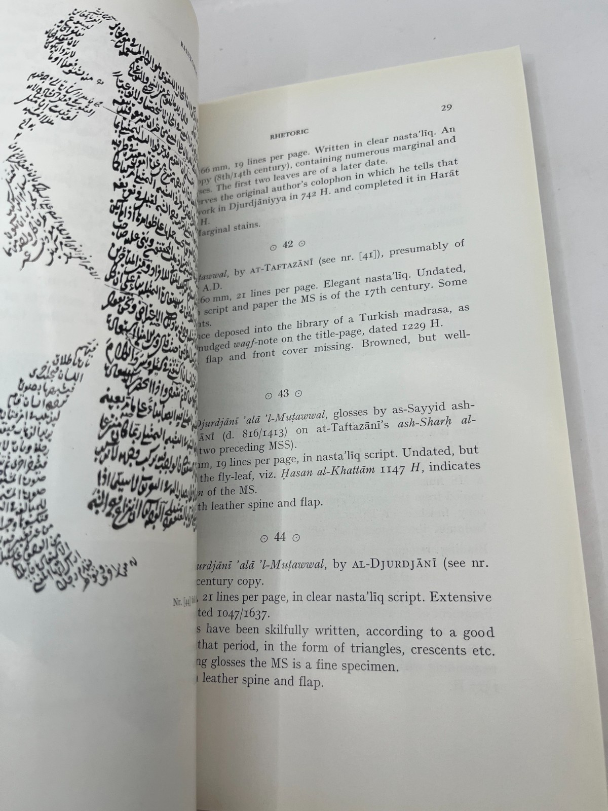 ARABIC MANUSCRIPTS ~ Descriptive Catalogue, E.J. Brill, price list Islam Arab