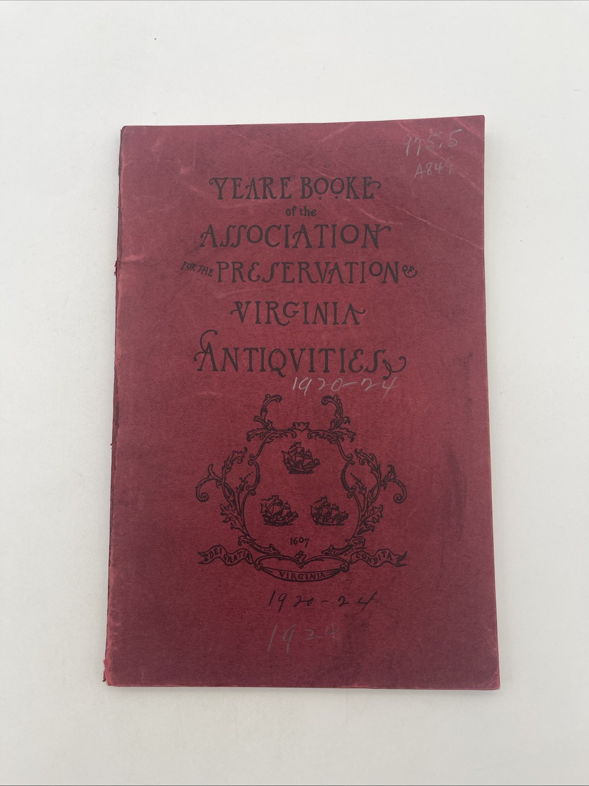 1923 Year Book Association for the Preservation of Virginia Antiquities 1924