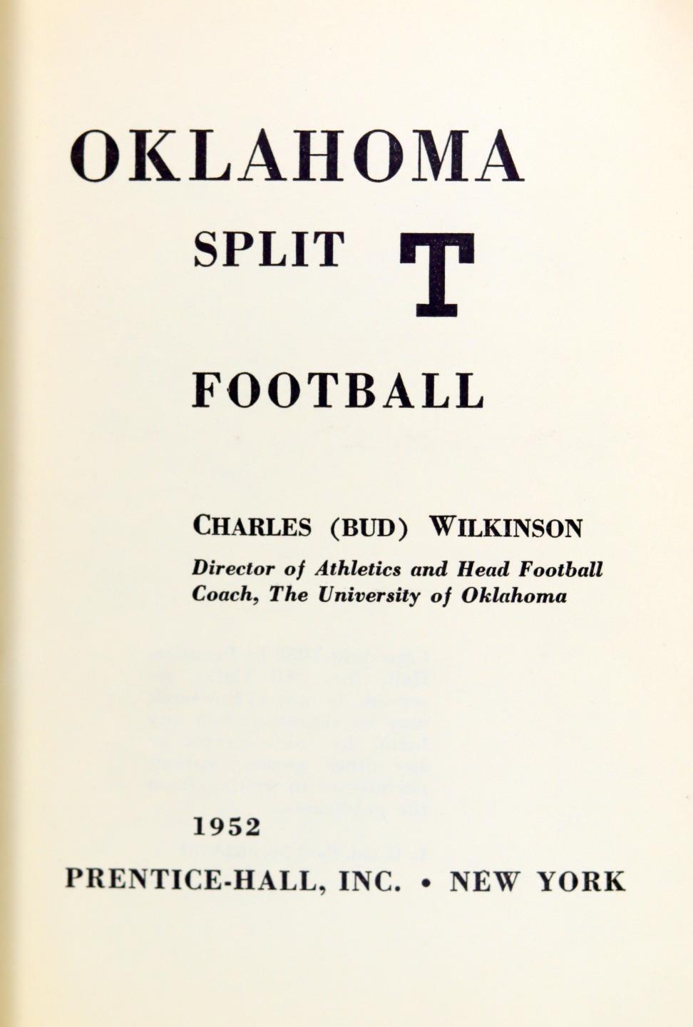 Charles Bud Wilkinson 1952 Oklahoma Split T Football Sooners Football HC w/DJ