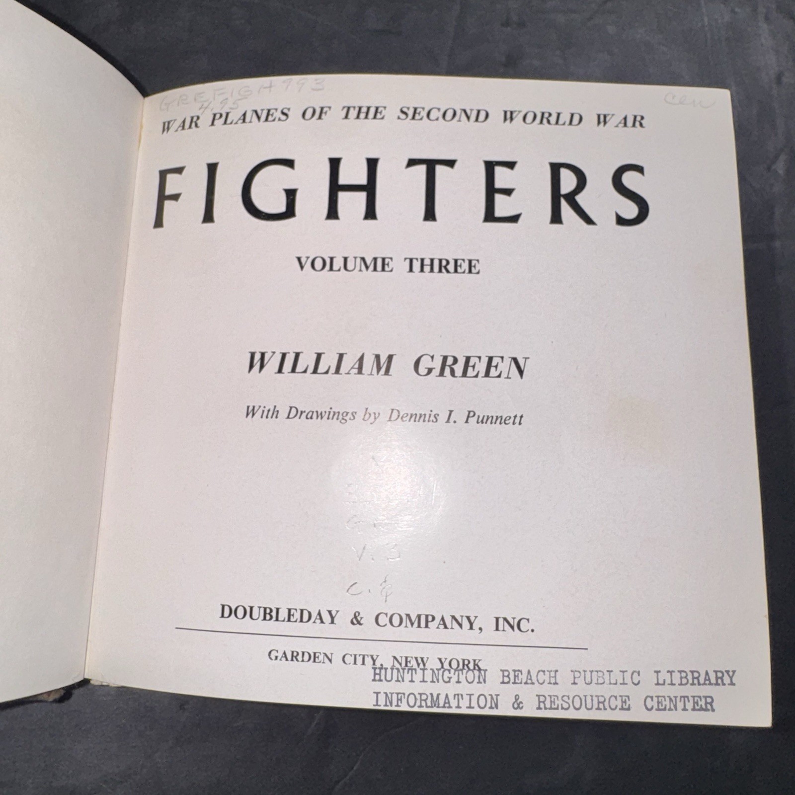 War Planes Second World War Fighters Vol 3 William Green 1962 Doubleday HC