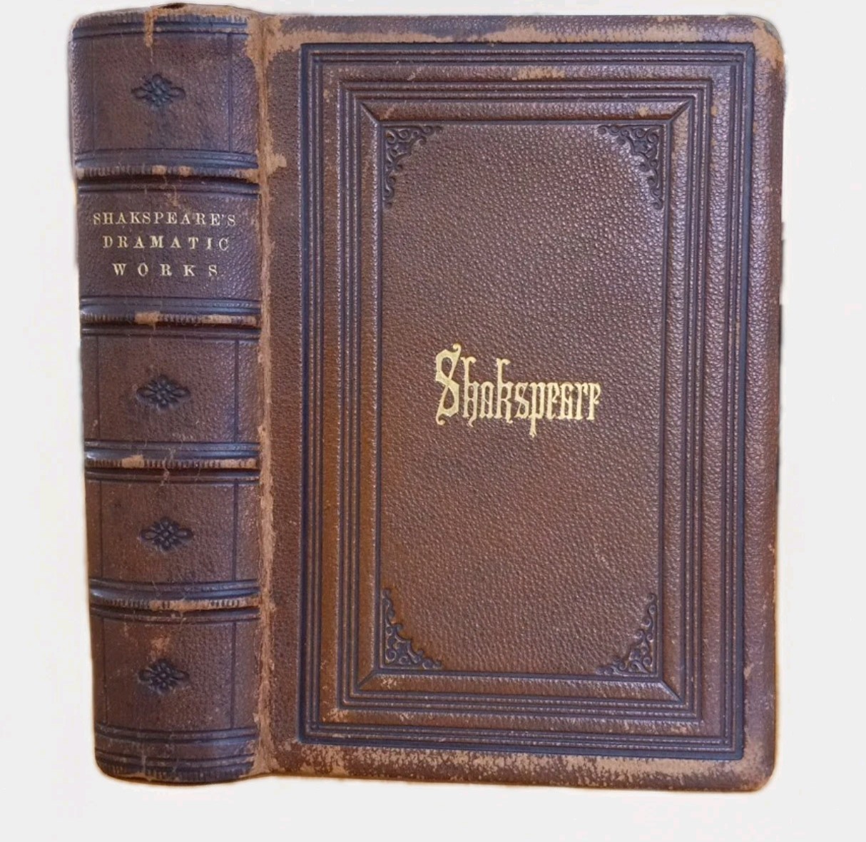 1865 Shakesprare’s Dramatic Works, Full Leather, Raised Bands, All Edge Gilt, HB