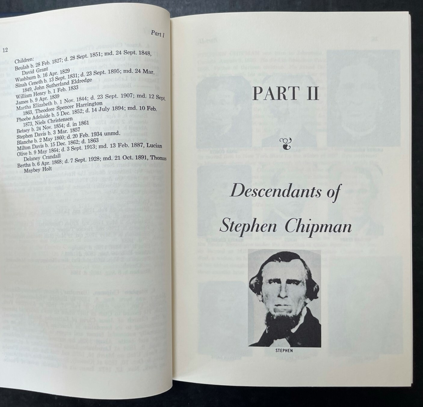 Stephen Chipman Pioneer 1805-1868 Limited Ancestors Descendants Genealogy Dean W