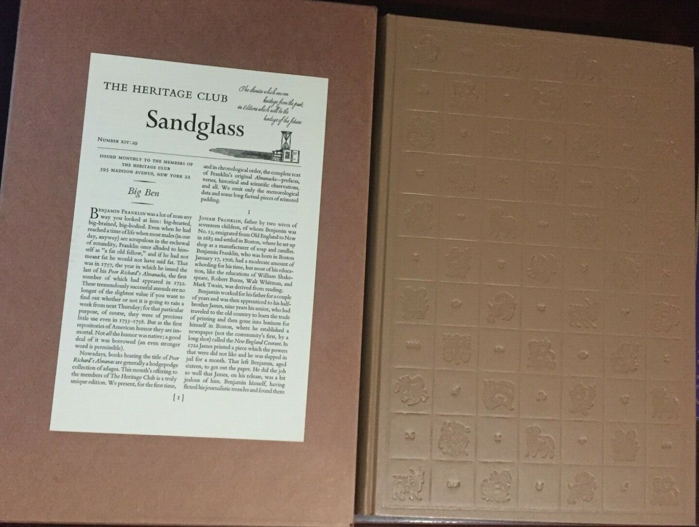 Benjamin Franklin POOR RICHARD’S ALMANACKS (Heritage, 1964) W/Slipcase/Sandglass