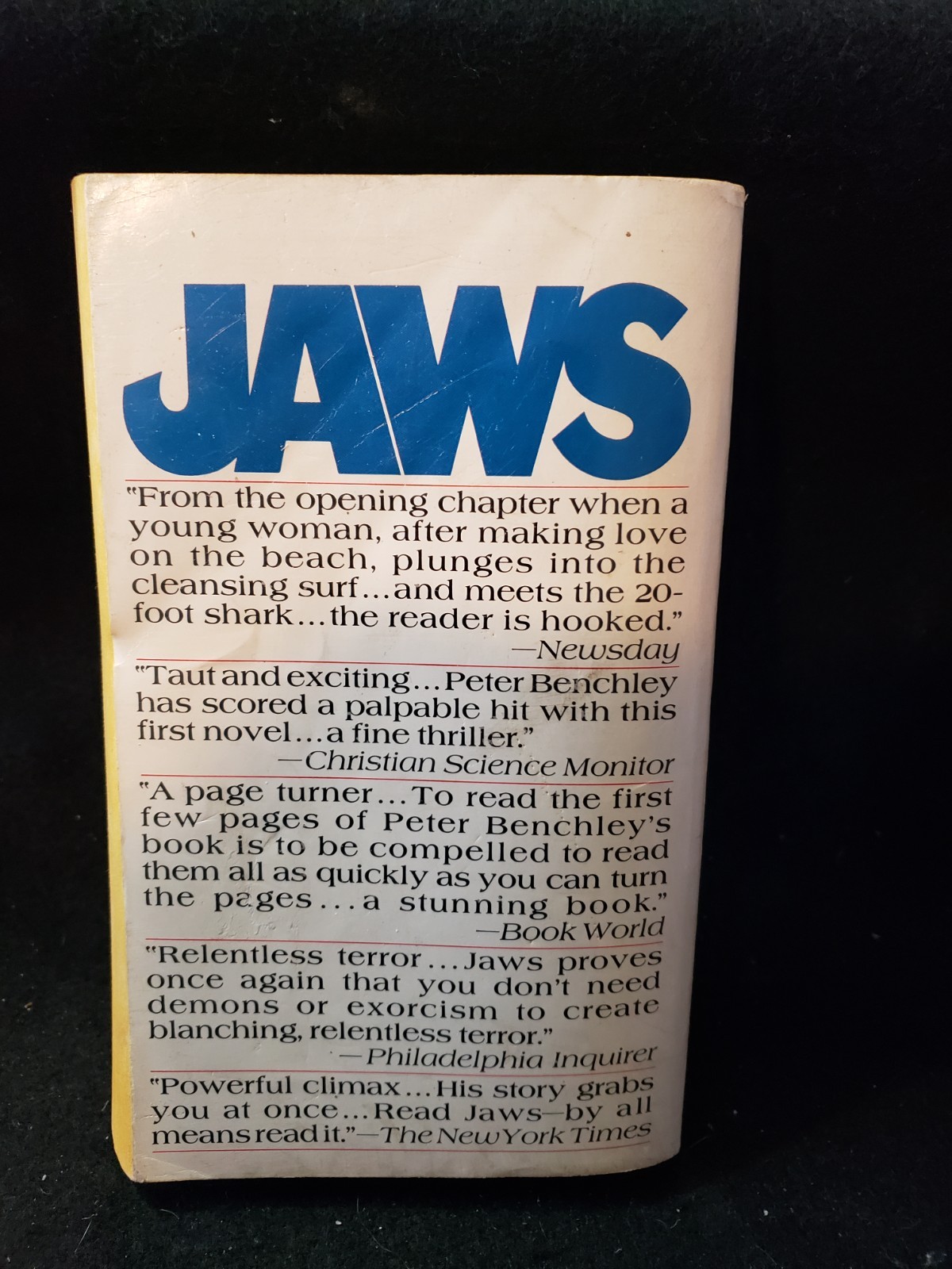 Jaws by Peter Benchley 1975 14th Paperback Edition, Bantam Vintage