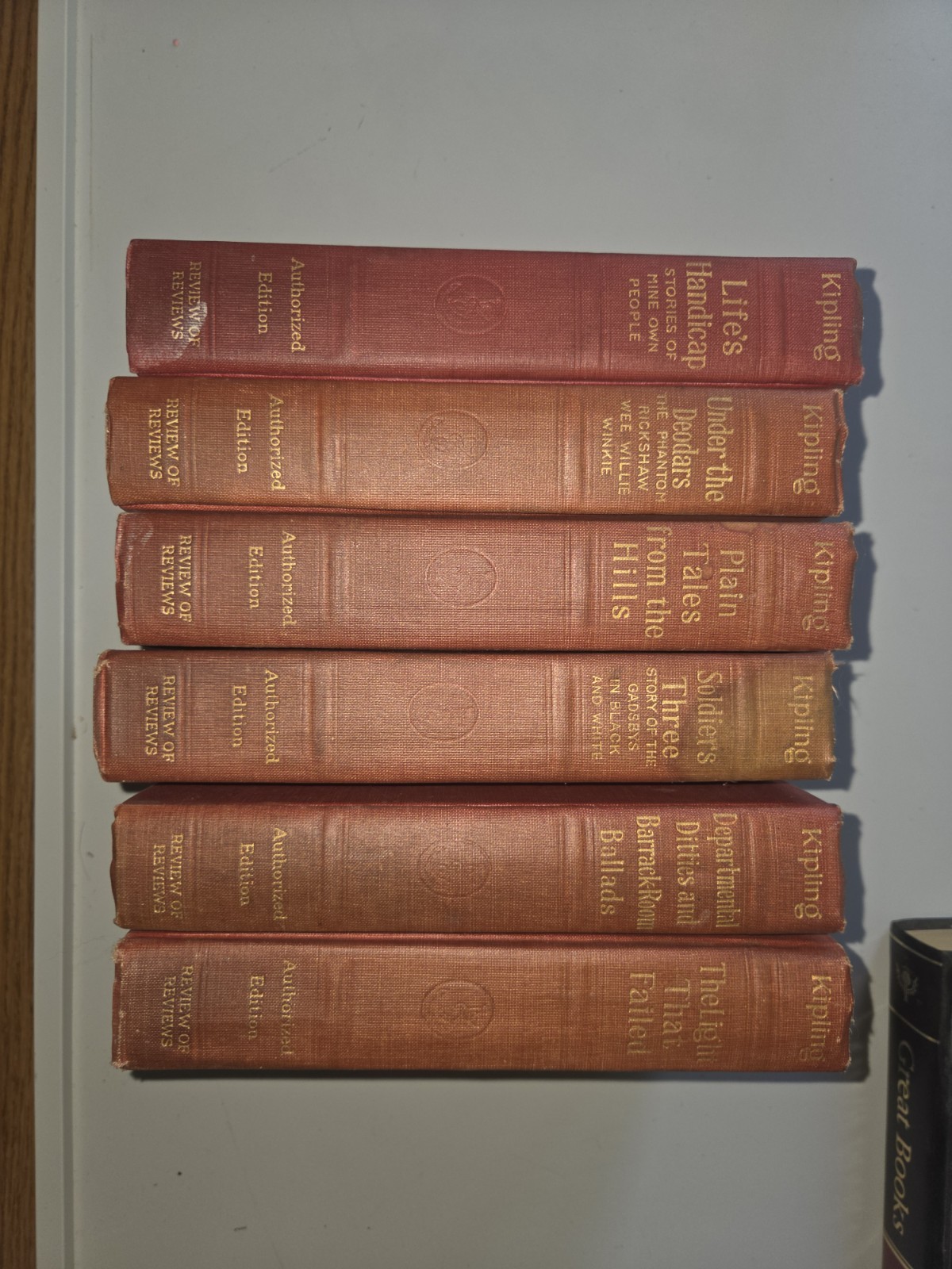 Vintage 1915 Rudyard Kipling Books Set of 6 Doubleday Review of Reviews Red
