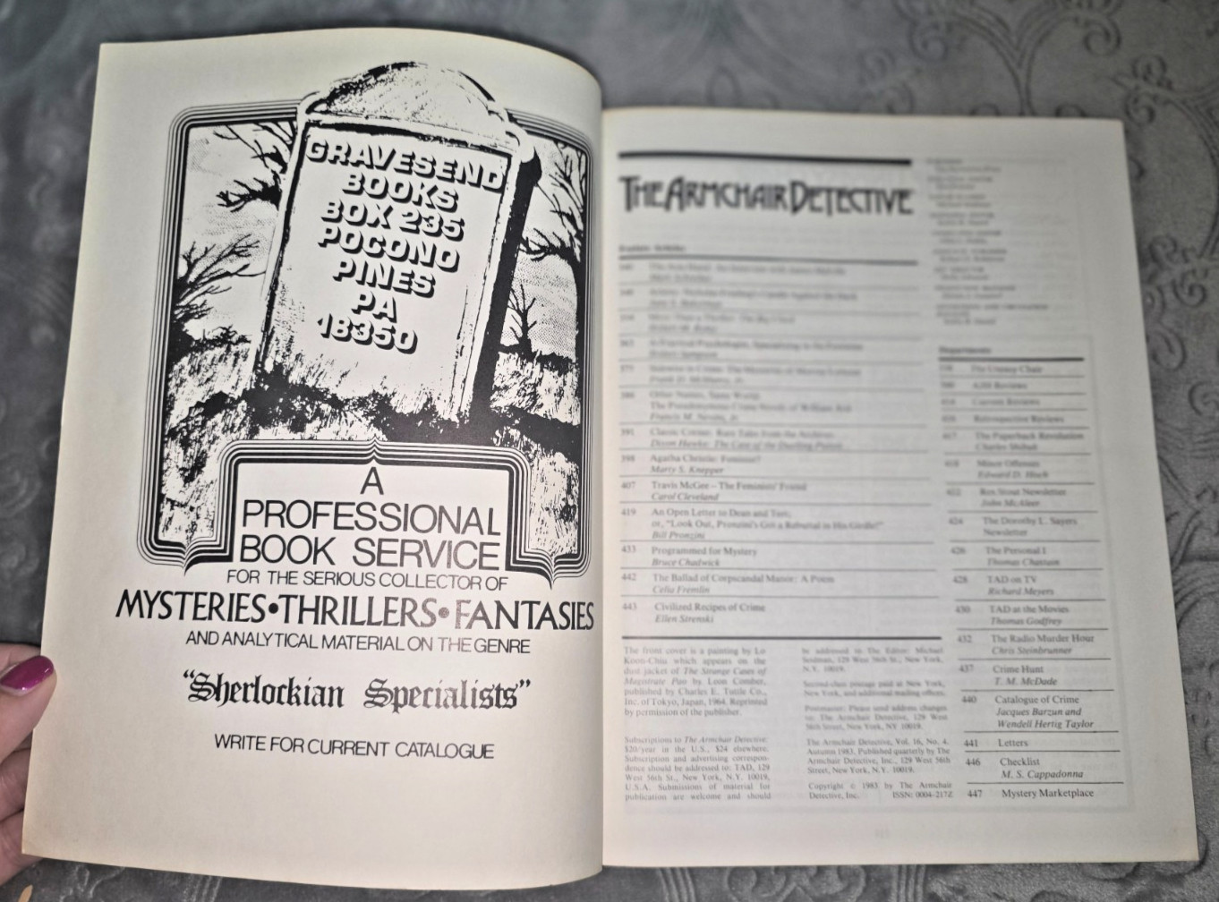 The Armchair Detective LOT of 4 Mystery Magazines Vol 16-17 1983-1984 Mysterious