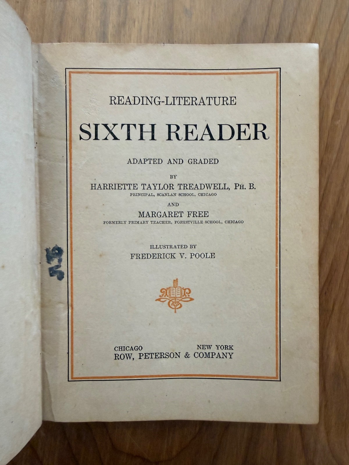 Sixth Reader Free and Treadwell Row, Peterson & Co 1915 Antique Primer