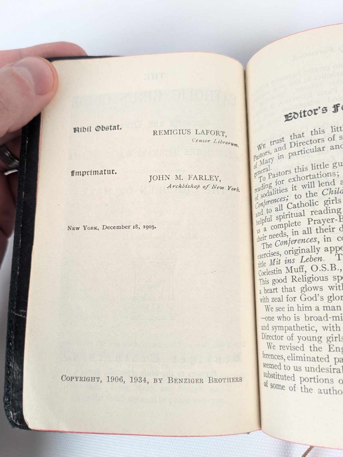 The Catholic Girl’s Guide Rev. Francis Lasance 1934 Benzinger Brothers Leather