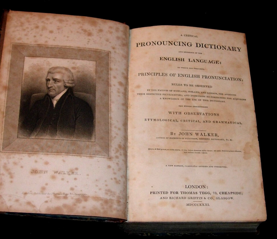 Walker’s Dictionary,John Walker,Critical Pronouncing English Language,HC,1831