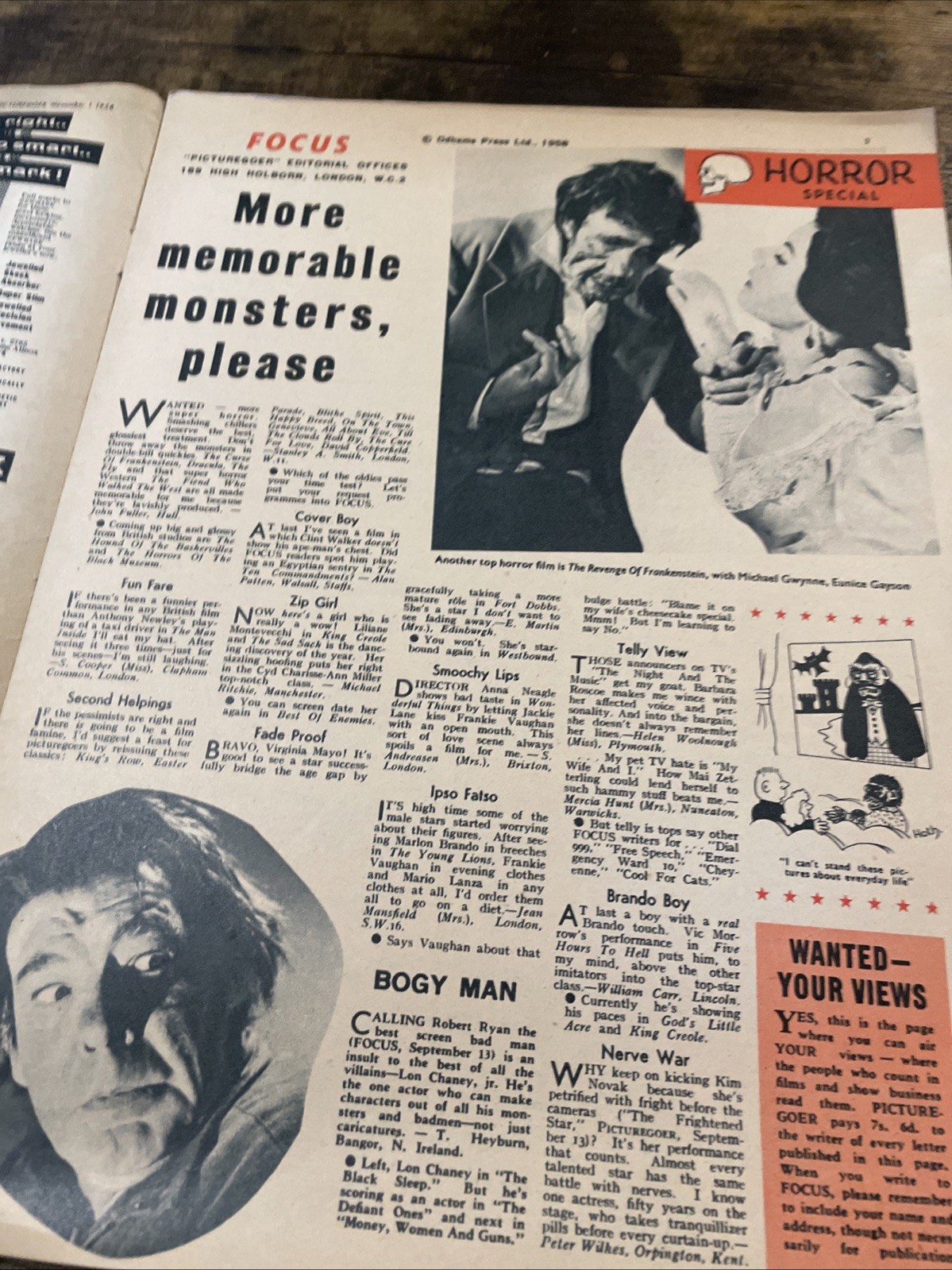 Picturegoer Magazine November 1st 1958 Horror Special Frankenstein Dracula