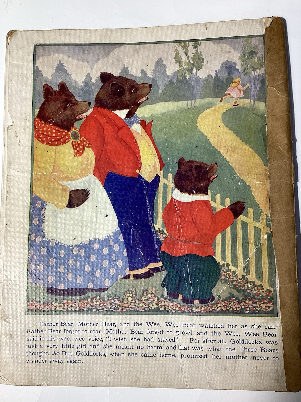 1928 The Three Bears Whitman Publishing Co CR Stone Linen-Like Finish 9.5×11.5