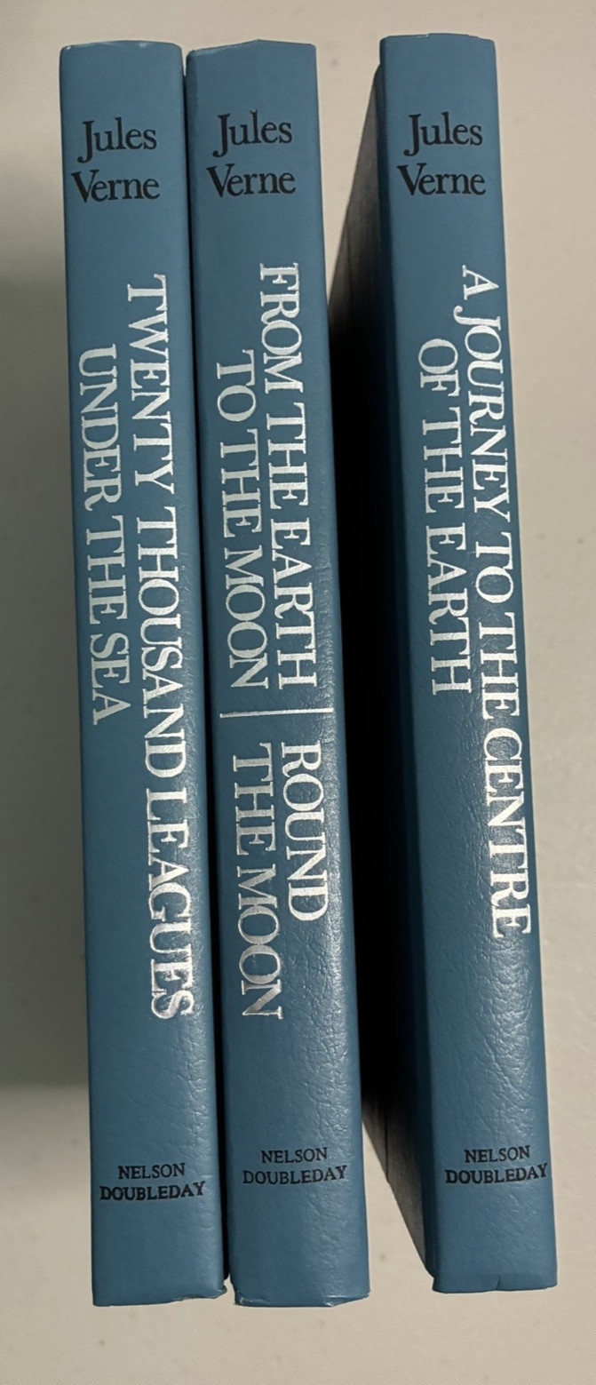 Set of 3 Jules Verne HC Books Twenty Thousand Leagues, Journey To, Earth To Moon