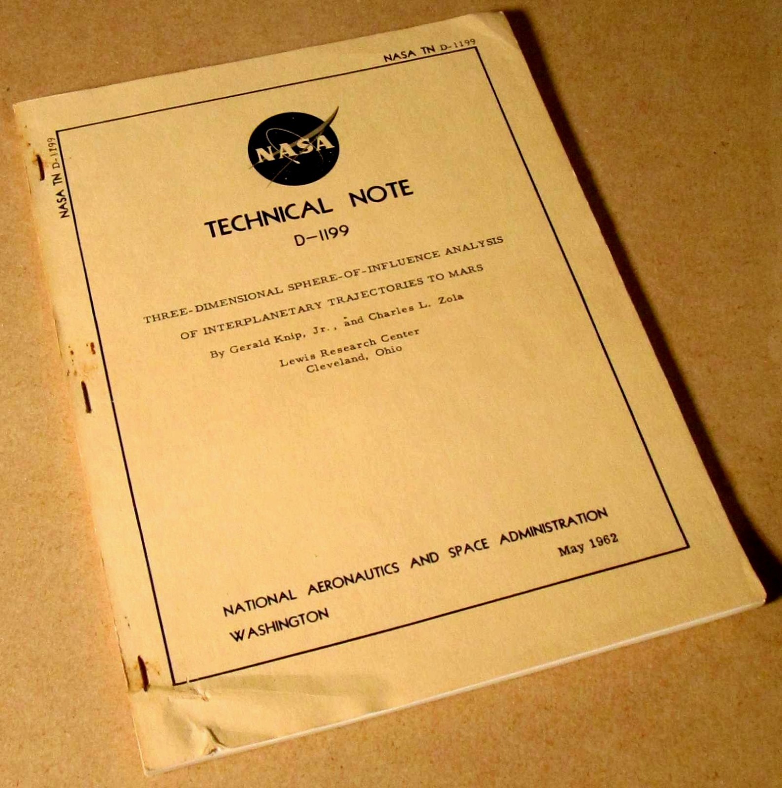 Sphere of Influence TRAJECTORIES TO MARS 1962 NASA Tech Note D-1199 Knip Zola