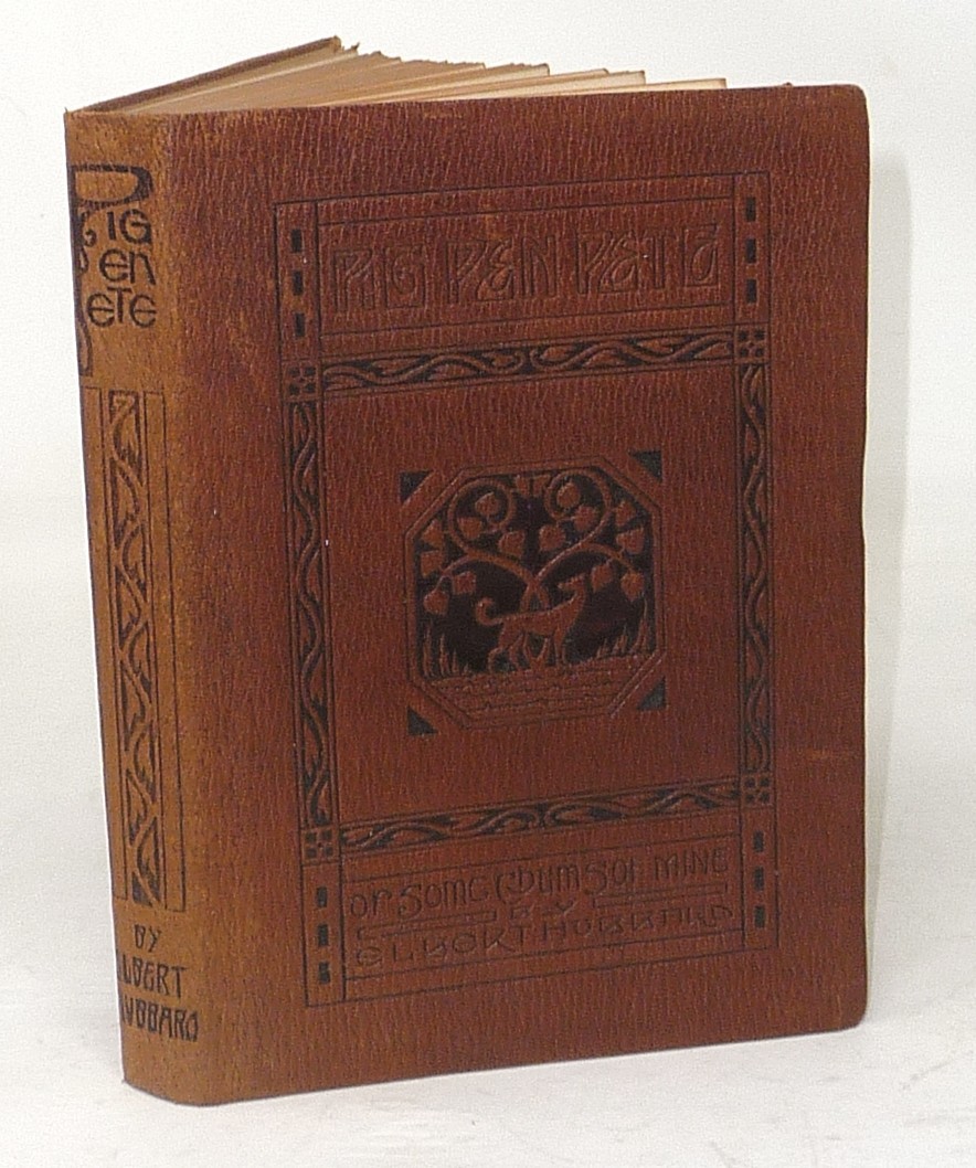 1914 Leather Elbert Hubbard Roycrofters Arts & Crafts Pig Pen Pete Illustrated