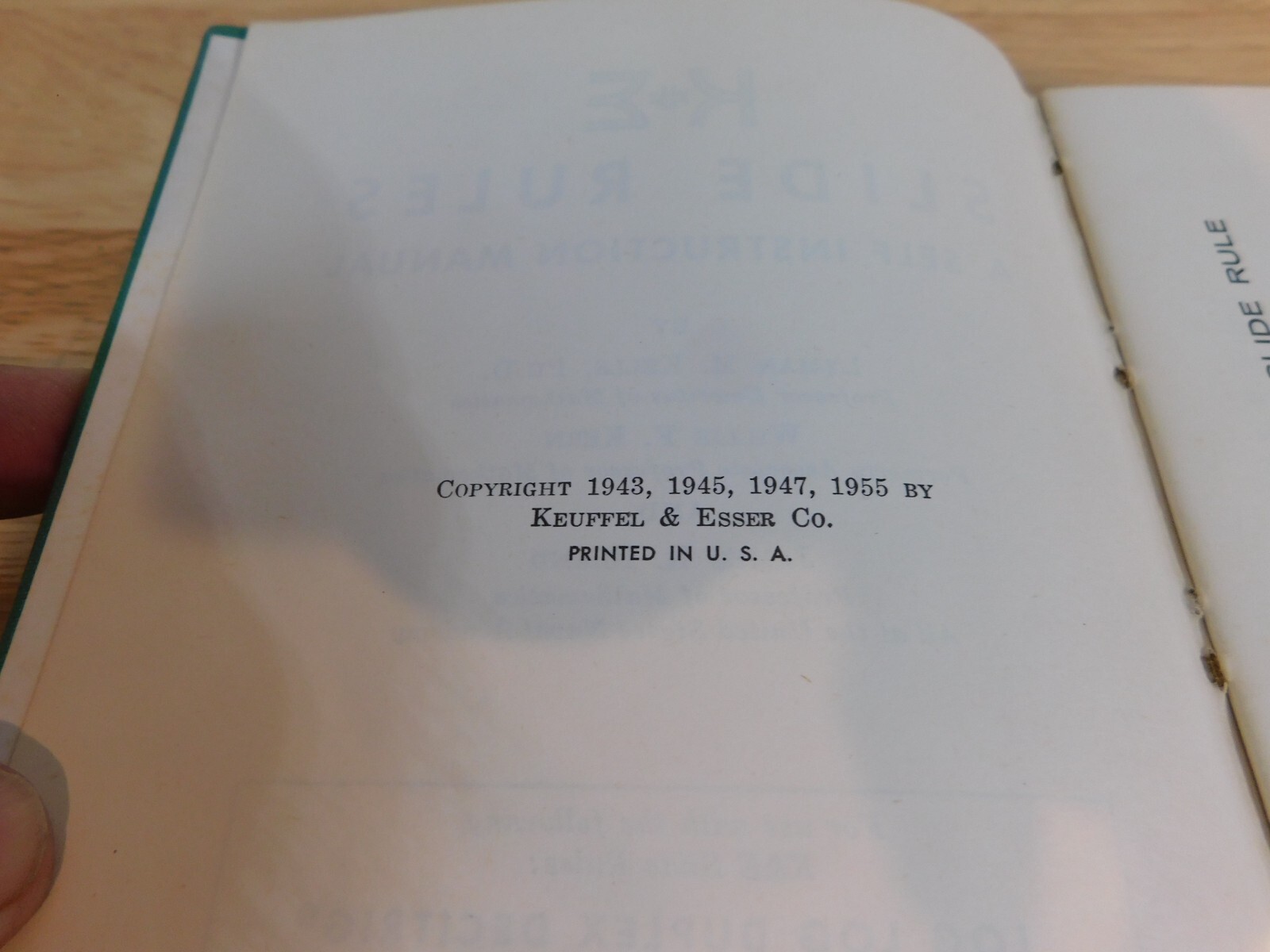 1955 KEUFFEL & ESSER [K&E] Slide Rule Log Log Duplex Decitrig INST MANUAL, 1/30