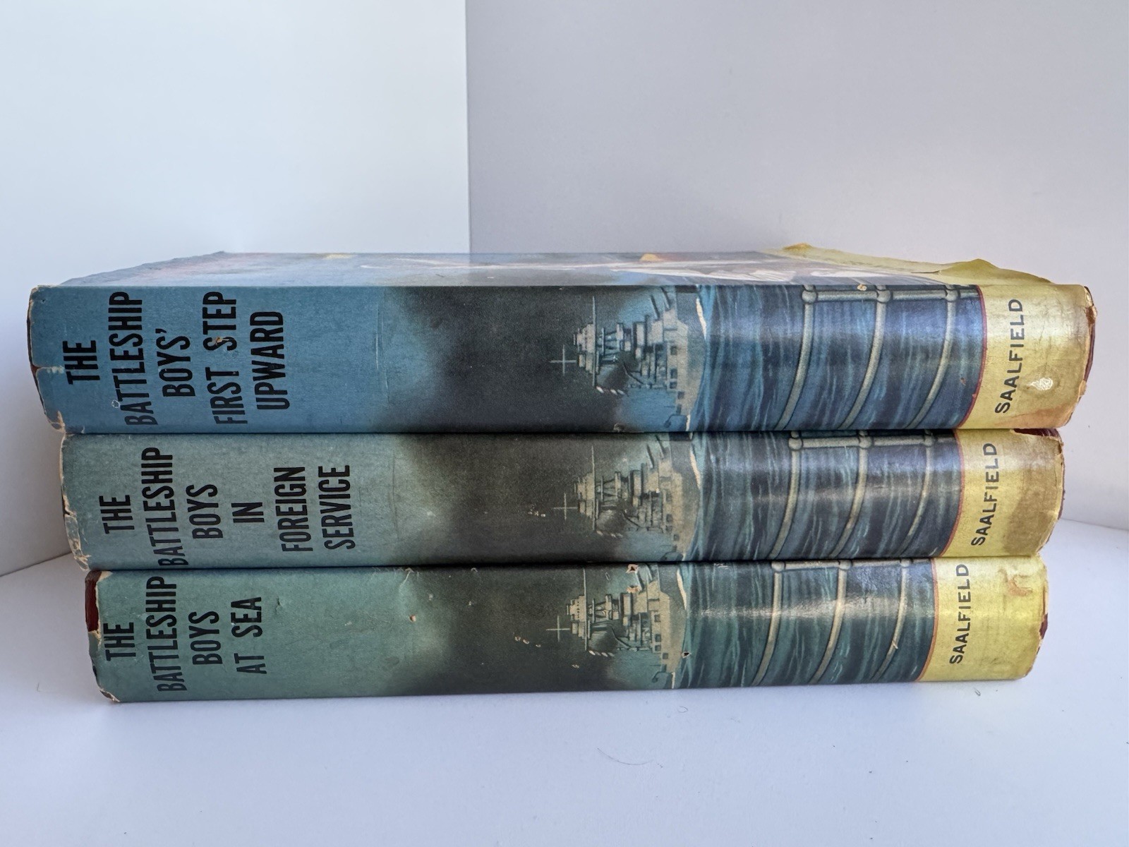 1911 Antique book set of 3,Patchin, The Battleship Boys HC Saalfield Dust Jacket