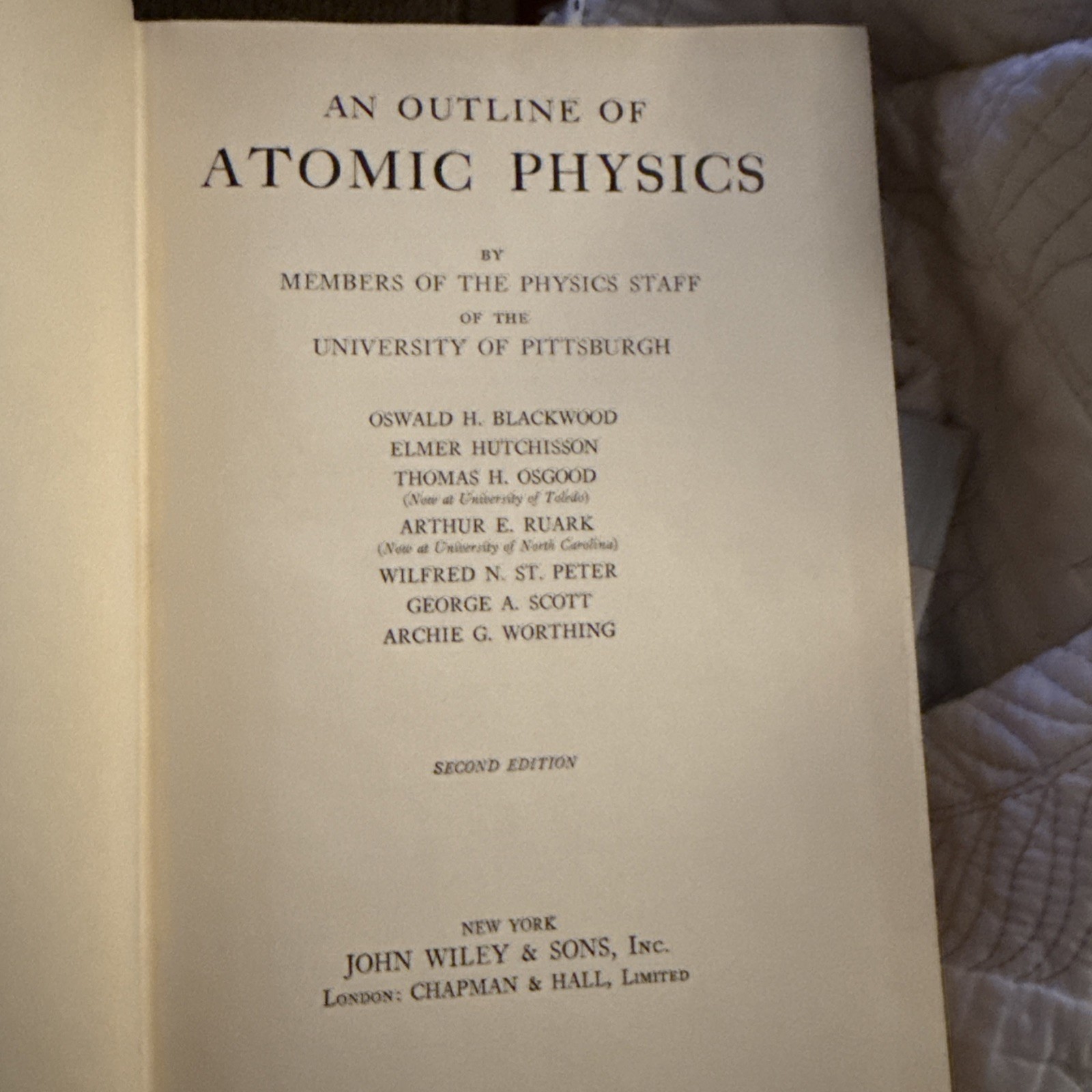 Antique Atomic Physics book 2nd Ed 1937 HC – by Univ of Pittsburgh Physics staff