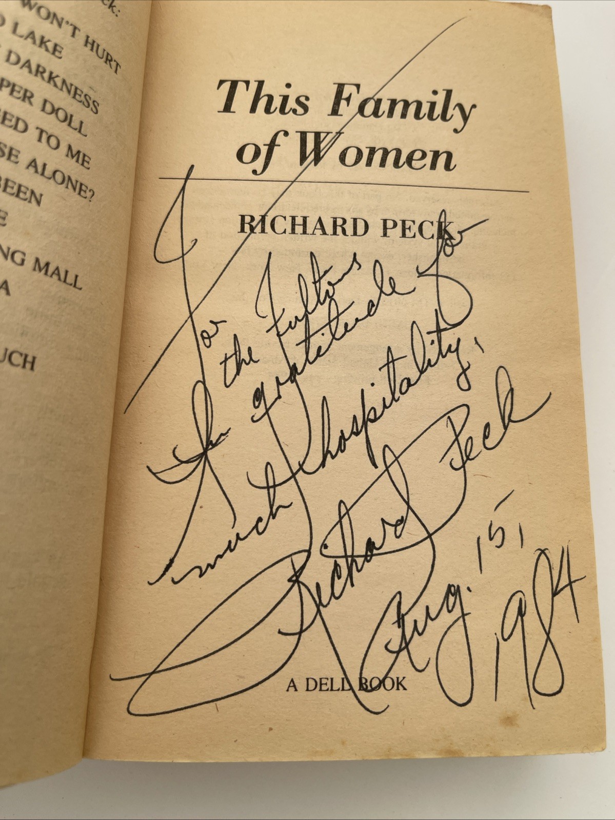 SIGNED RARE Richard Peck – THIS FAMILY OF WOMEN. PB