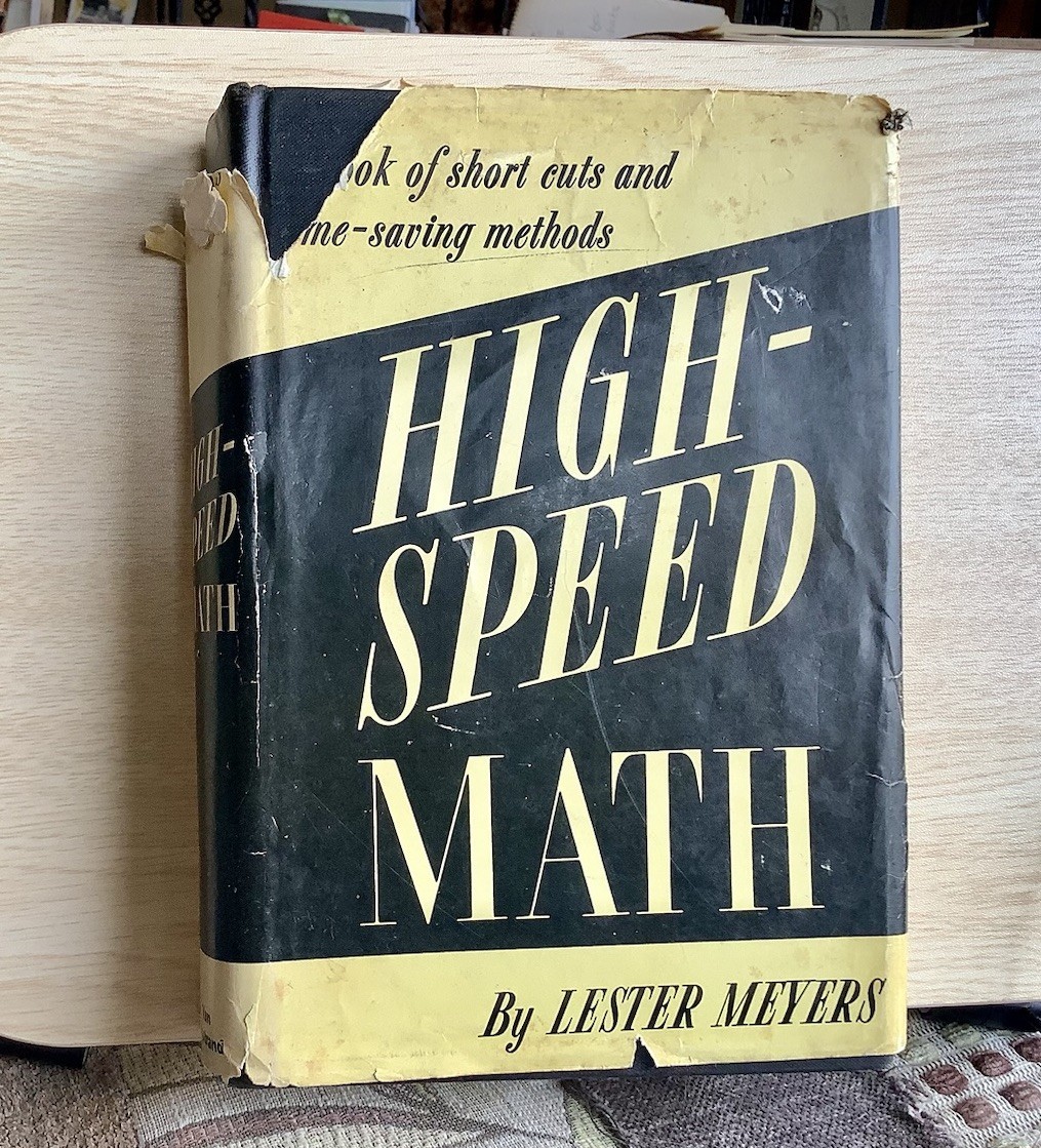 Vintage 1957 High-Speed Math Book by Lester Meyers Van Nostrand HC DJ