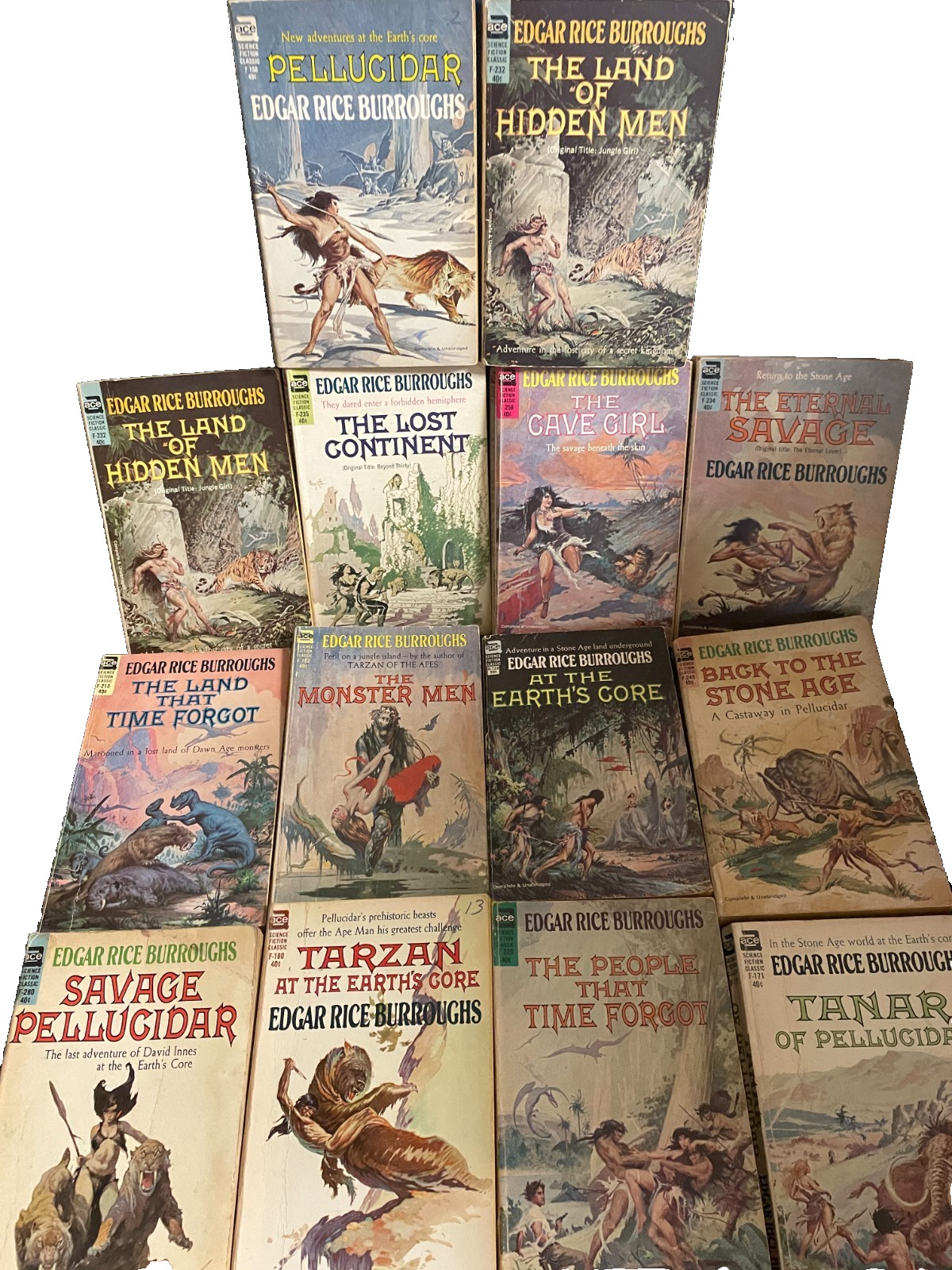 Lot Of 14 ER Burroughs PB’s – Frazetta/Krenkel Covers – Pellucidar -Cave Girl!!