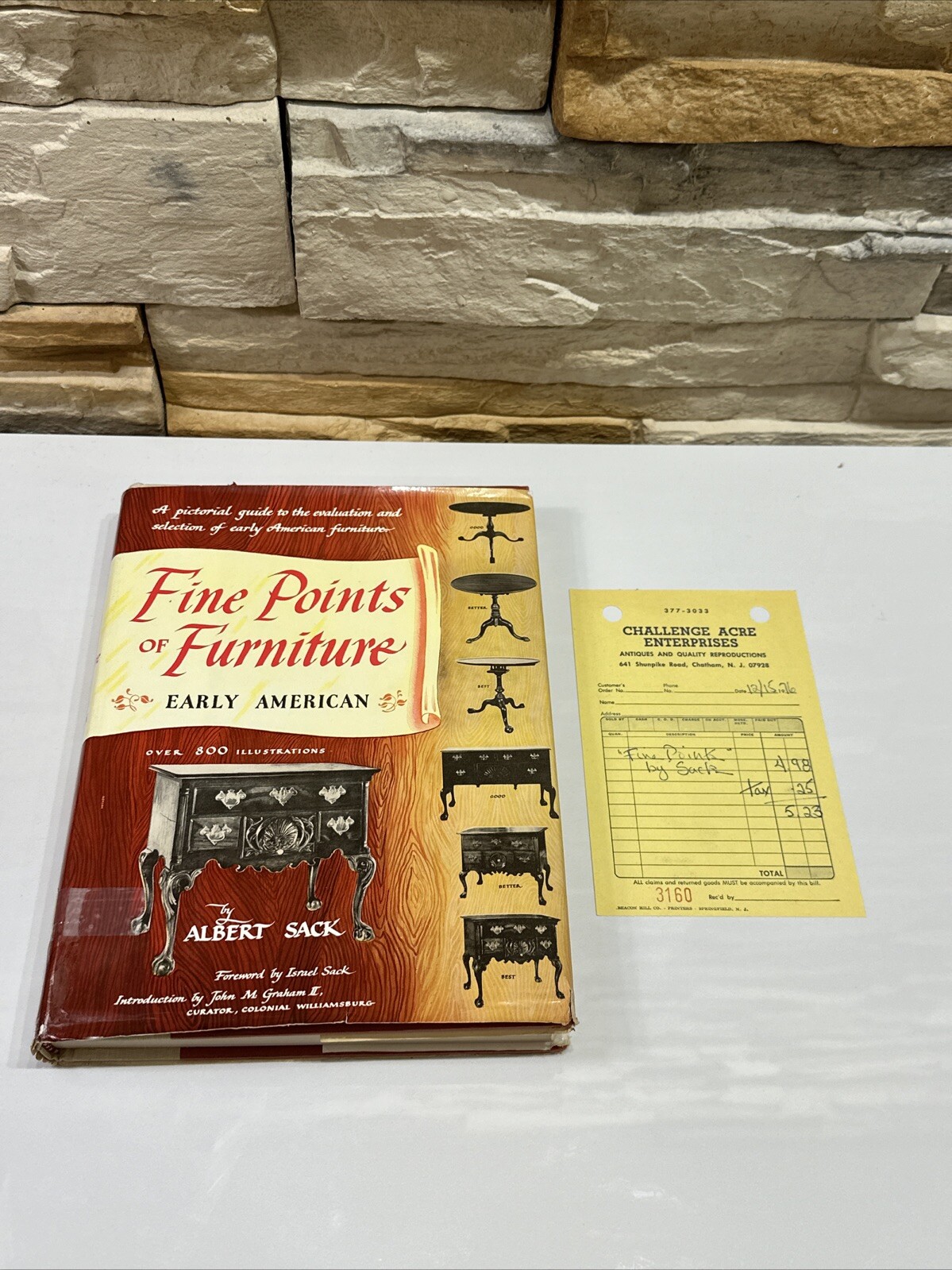 FINE POINTS OF FURNITURE Early American Guide Inscribed by Albert Sack 1950 HCDJ