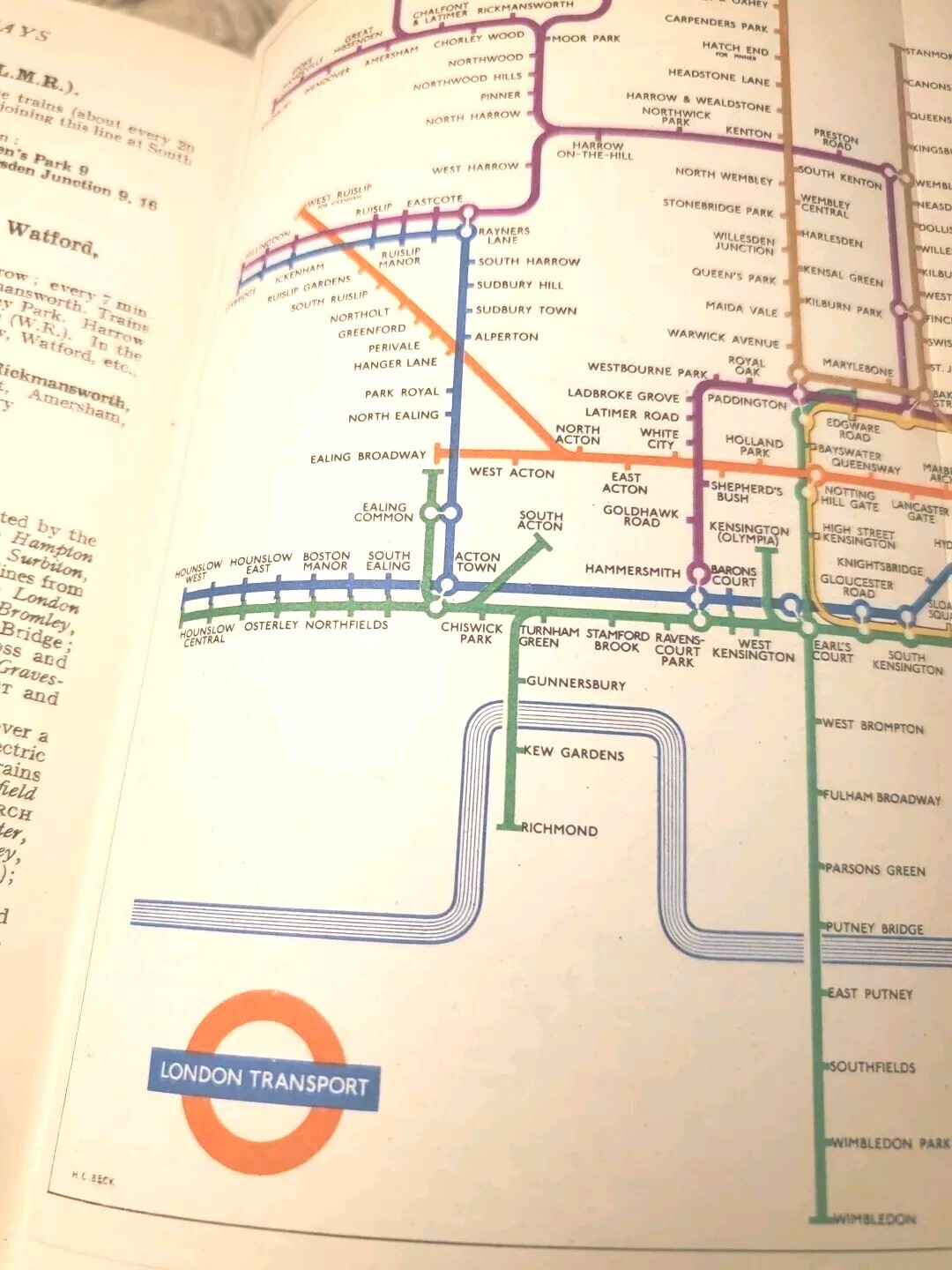 1950s Short Guide to London Russell Muirhead Great Map of London Underground
