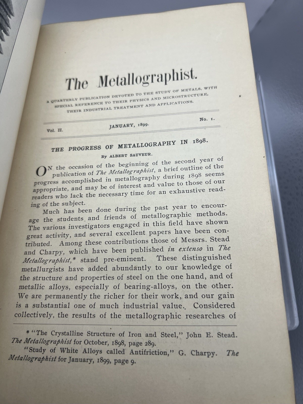The Metallographist By Albert Sauveur 1898-1899 1st/1st Volume 1 And 2
