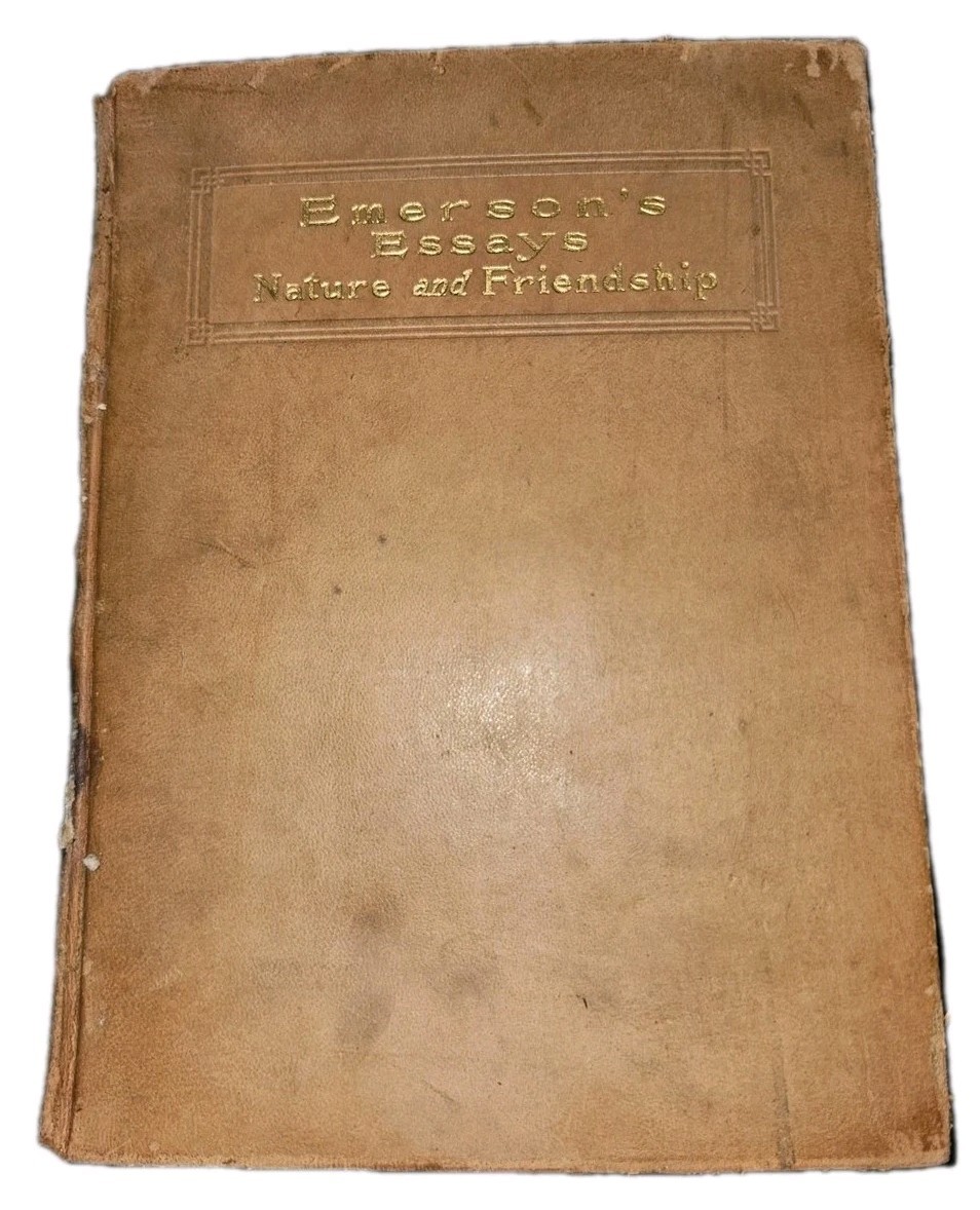 ?Emerson’s Essays Nature and Friendship Vintage Book Leather Cover AntiqueGift