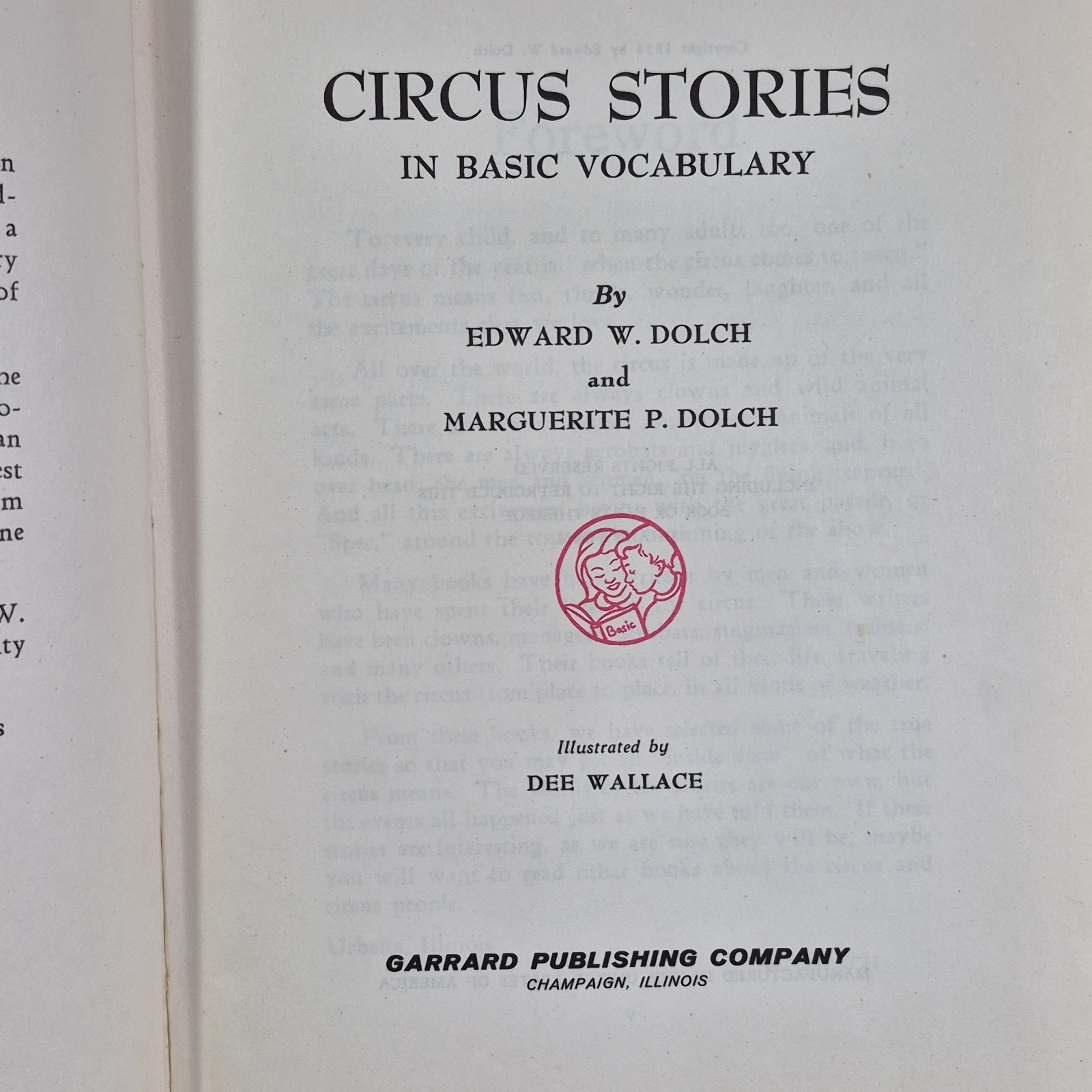 CIRCUS STORIES SCHOOL READER EDWARD & MARGUERITE DOLCH 1956 Garrard Pub Co