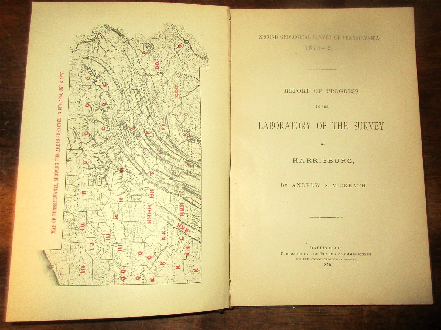 GEOLOGY 1875 PENNSYLVANIA GEOL. SURVEY ROCKS MINERALS ORES COAL LABORATORY VOLUM