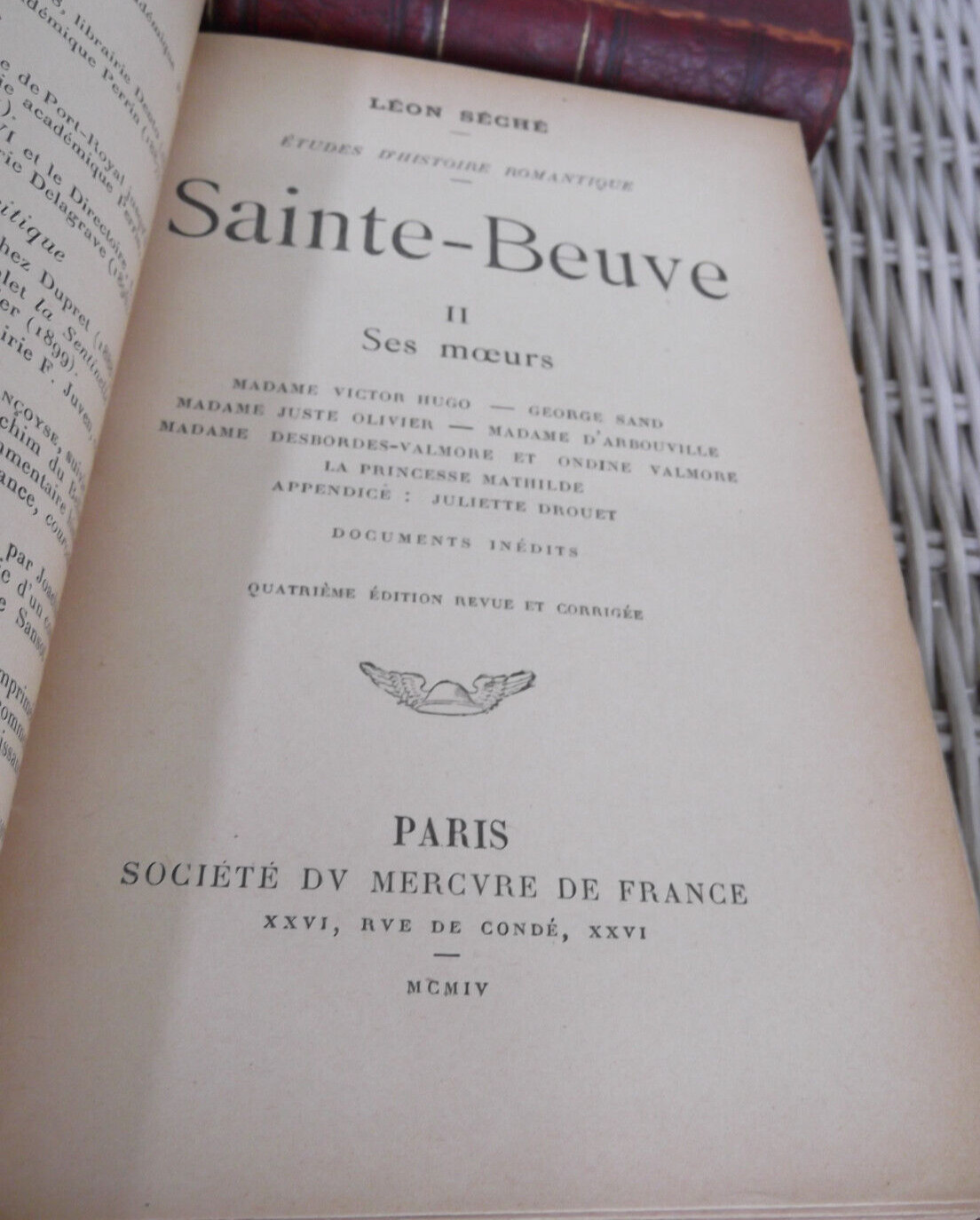 Three Red Leather French Books – Sainte Beuve by Seche (2 Vol.) & Le Romantisme