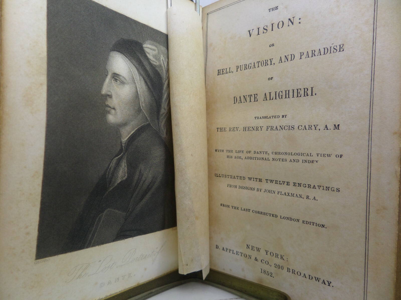THE VISION; OR, HELL, PURGATORY, AND PARADISE 1852 DANTE ALIGHIERI, FLAXMAN ILLS
