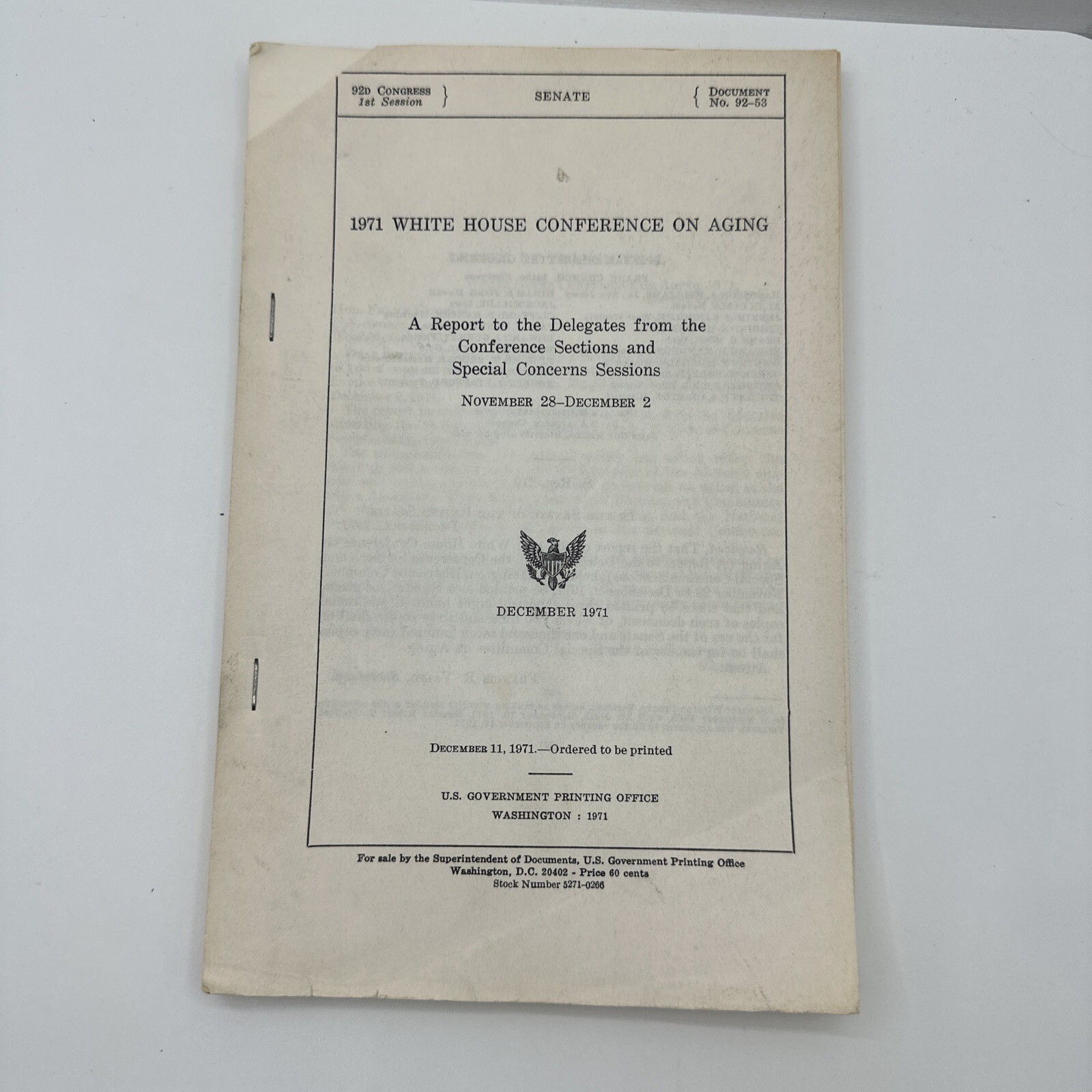 white house conference on aging US government printing office 1972