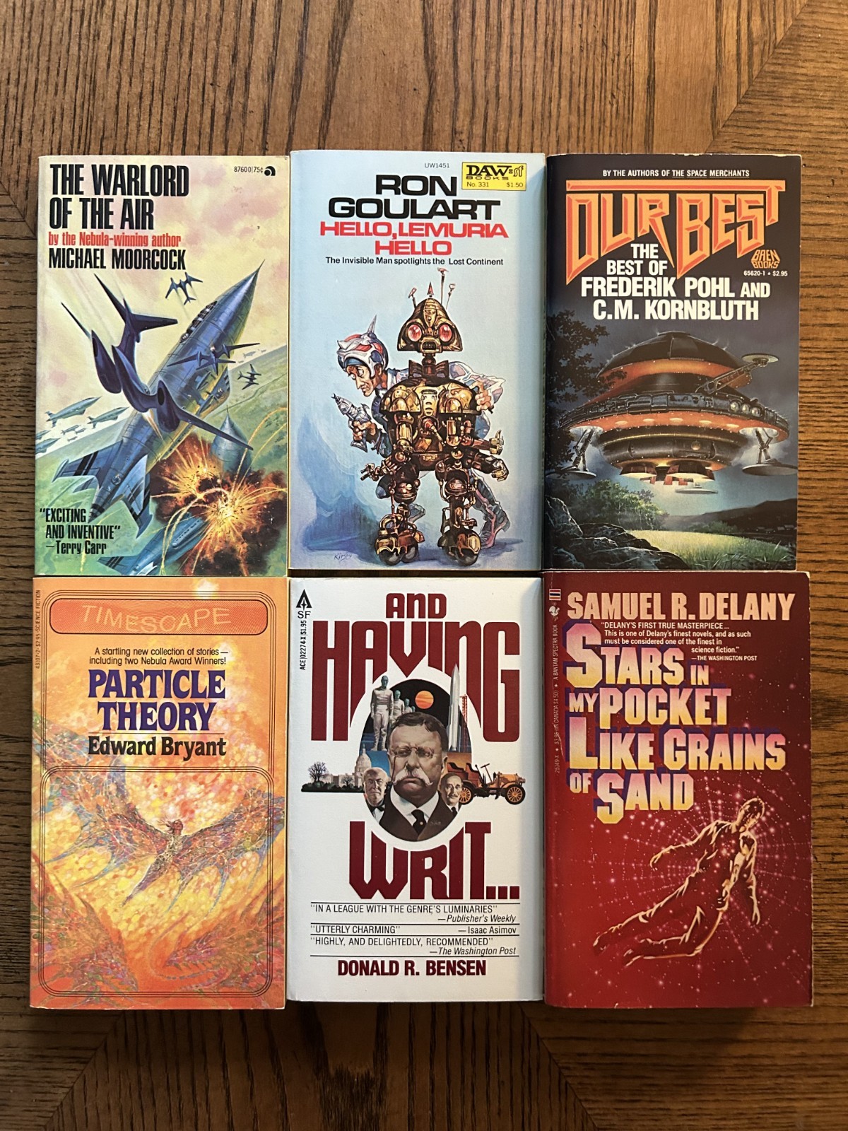 6 Vintage SF paperbacks: Delany, Bryant, Moorcock, Pohl, Goulart, all VERY FINE