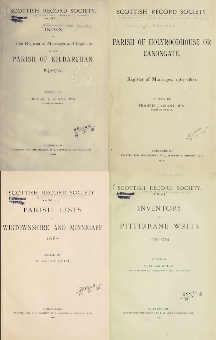 Scotland Scottish Records – Birth Marriage Death Burials – 52 Old Volumes on USB
