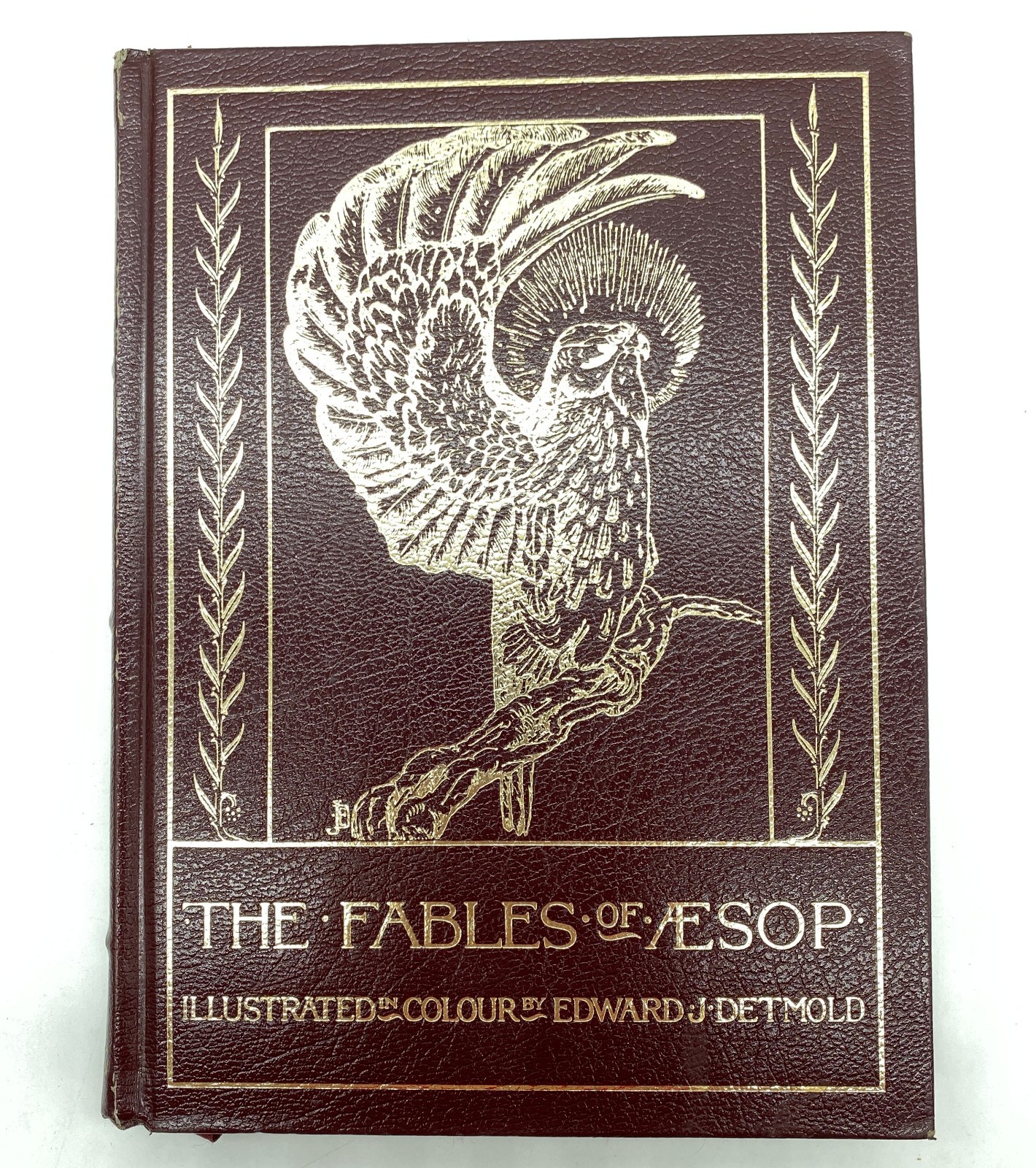Aesop’s Fables 1981 Detmold Color Plates Illustrated Full Leather Binding Book