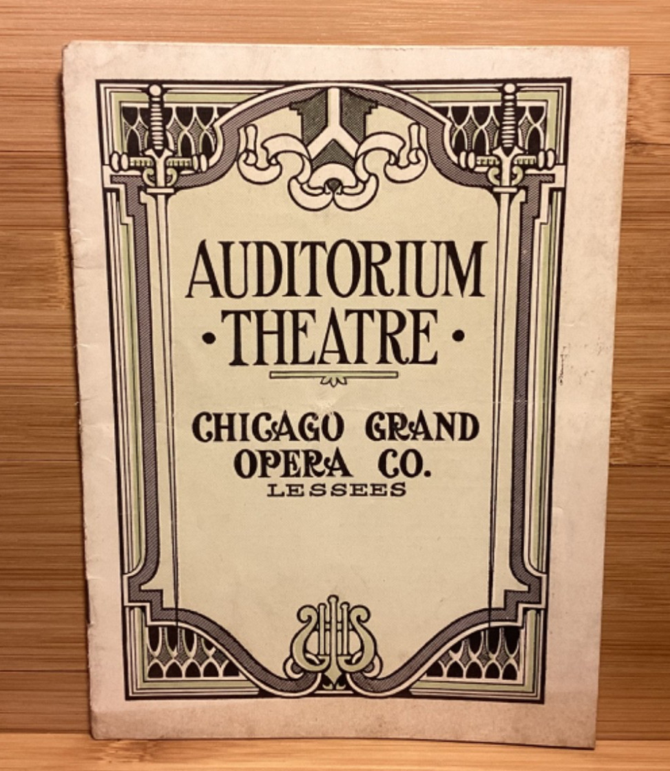 1913 Auditorium Theatre Chicago Playbill – Evenlyn Nesbit Performance – Ads
