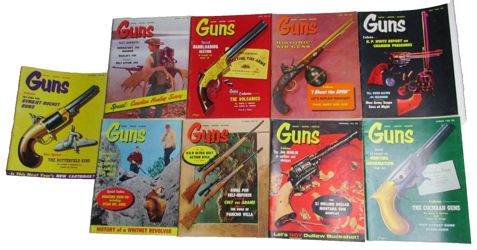 Guns Magazine Lot of 9 1965 Vintage Firearms Hunting Collectible