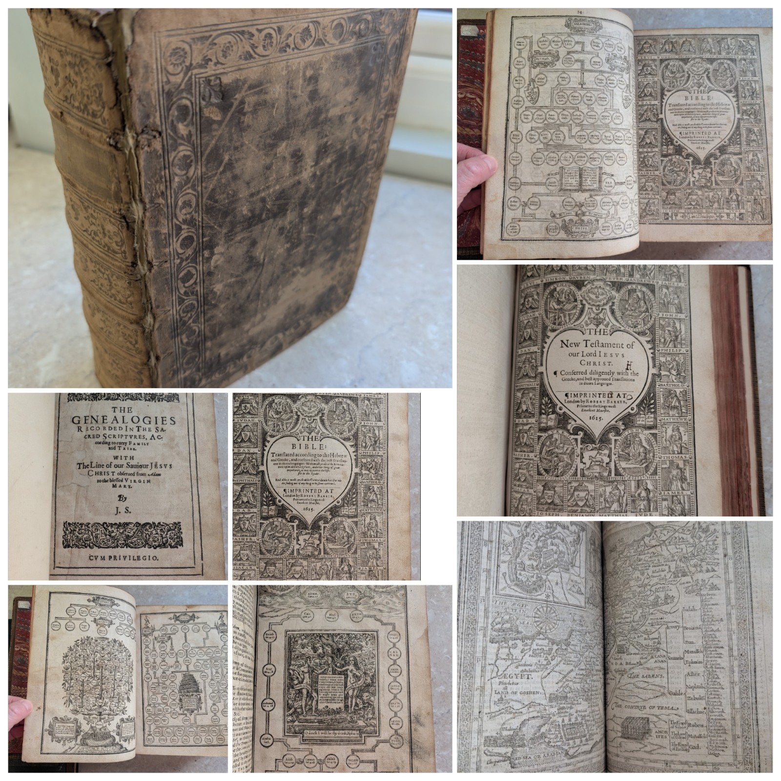 BREECHES BIBLE OLD & NEW TESTAMENT GENEVA ROB BARKER SPEED ENGRAVINGS MAP 1615
