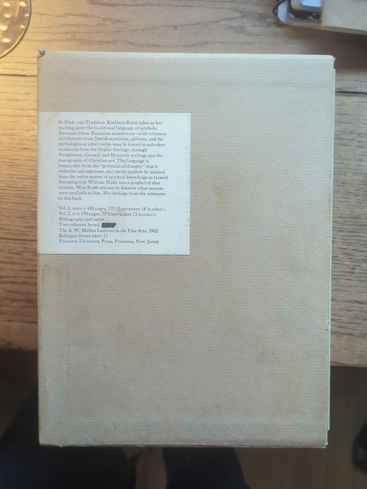 Blake & Tradition Vol 1 & 2 by Kathleen Racine, Princeton Bollingen Series, 1968