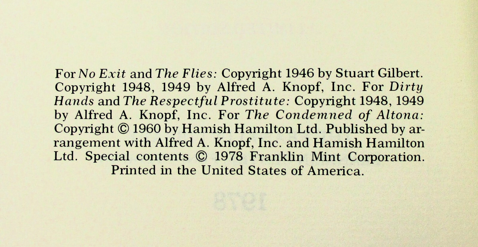 SIGNED LIMITED ED „Five Plays“ Jean-Paul Sartre 1978 Leather HC Franklin Library