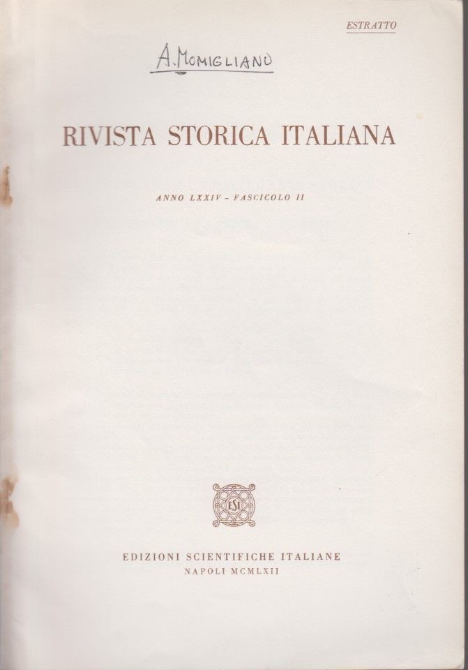 J. Burckhardt e la Parola „Cesarismo“. [Dal: Rivista Storica Italiana, Anno 74,