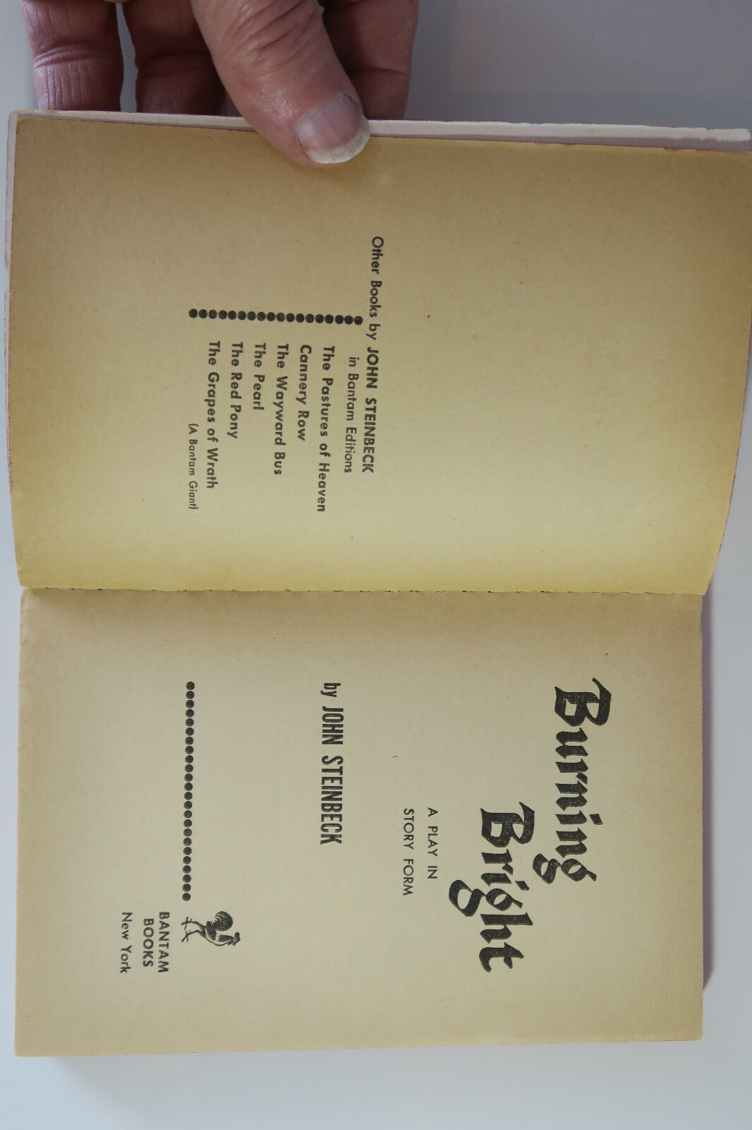 Burning Bright By John Steinbeck – Vintage Paperback First Printing 1951
